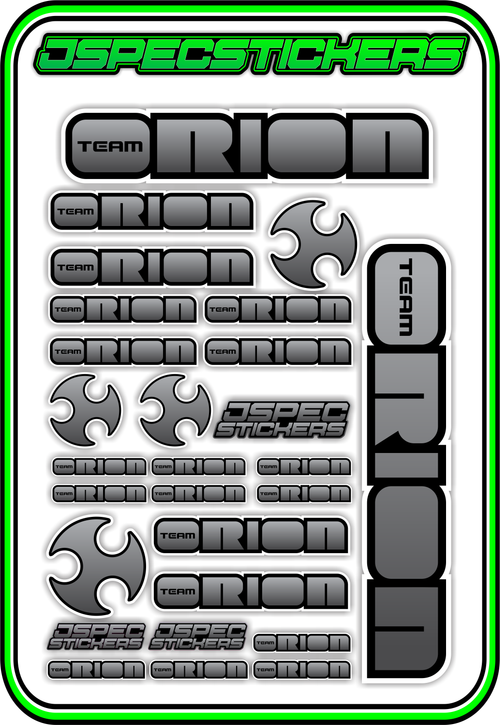 TEAM ORION RC STICKER SHEET A5 - Jspec Stickers