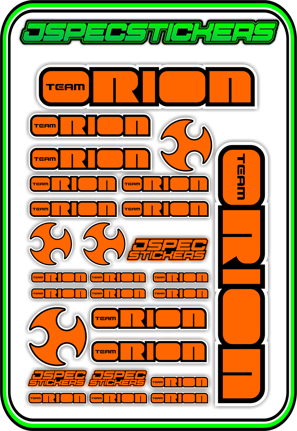 TEAM ORION RC STICKER SHEET A5 - Jspec Stickers