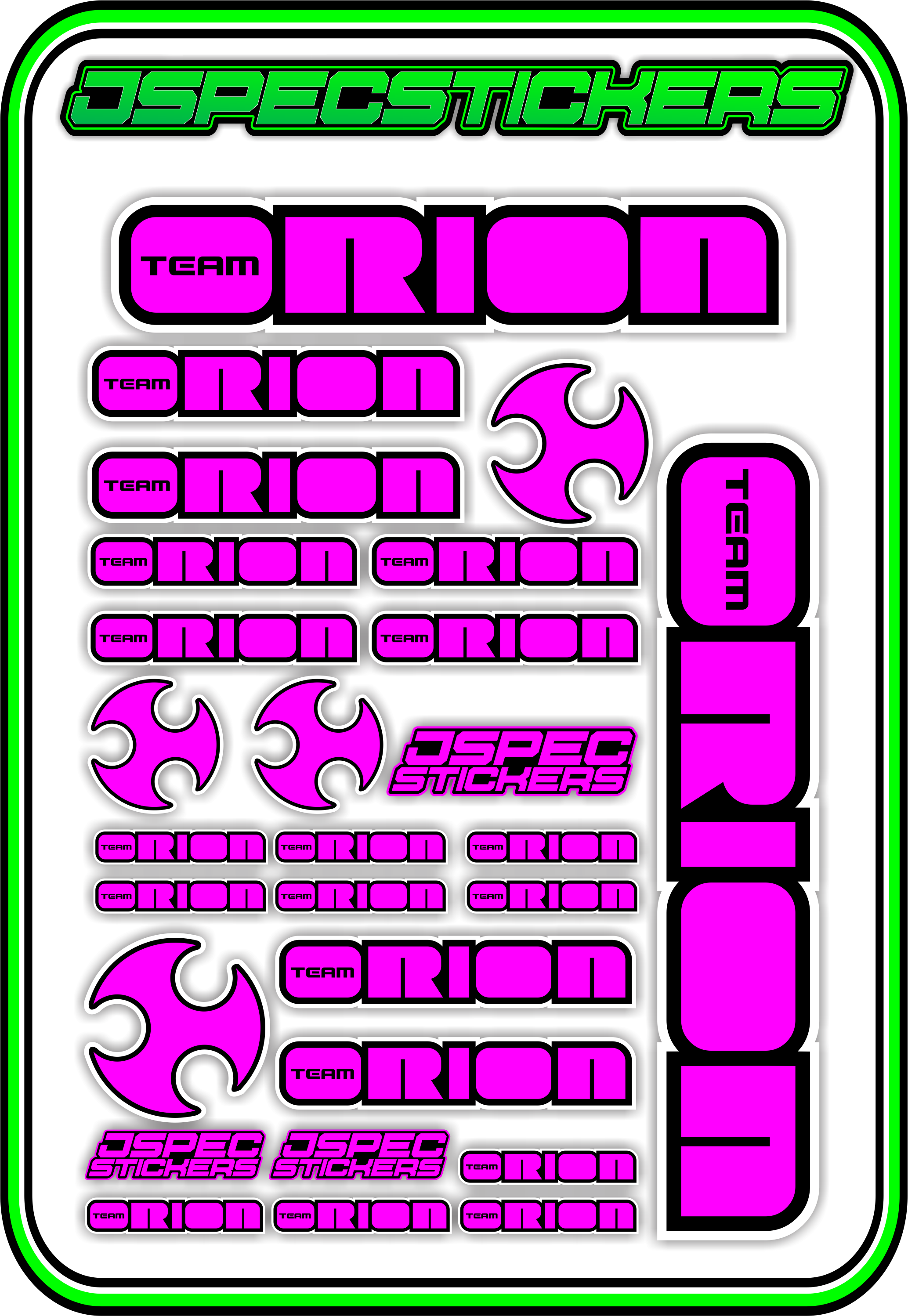 TEAM ORION RC STICKER SHEET A5 - Jspec Stickers
