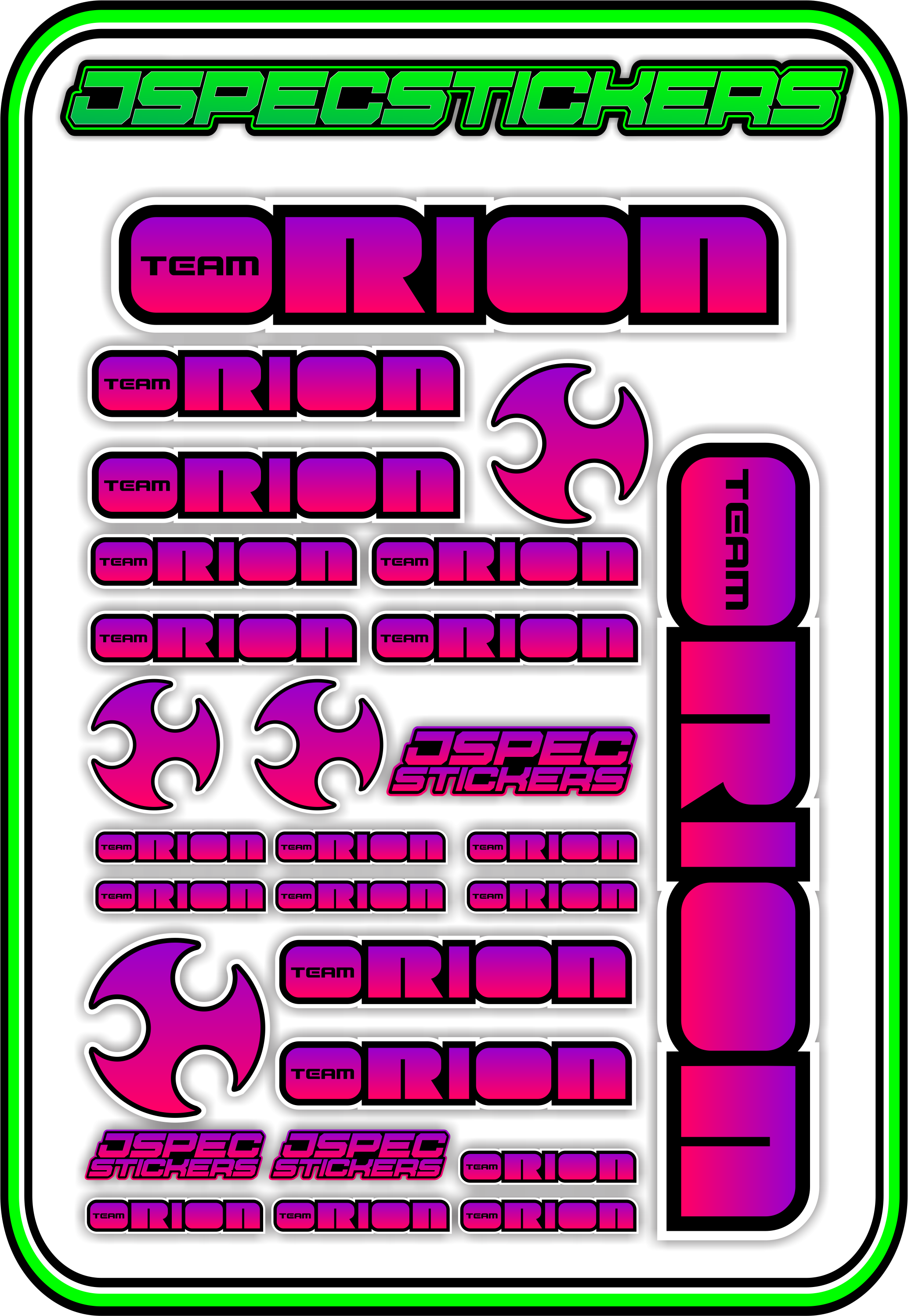 TEAM ORION RC STICKER SHEET A5 - Jspec Stickers