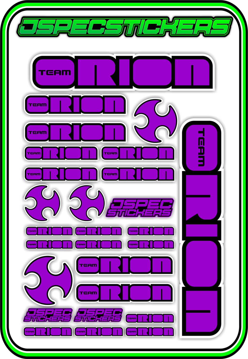 TEAM ORION RC STICKER SHEET A5 - Jspec Stickers