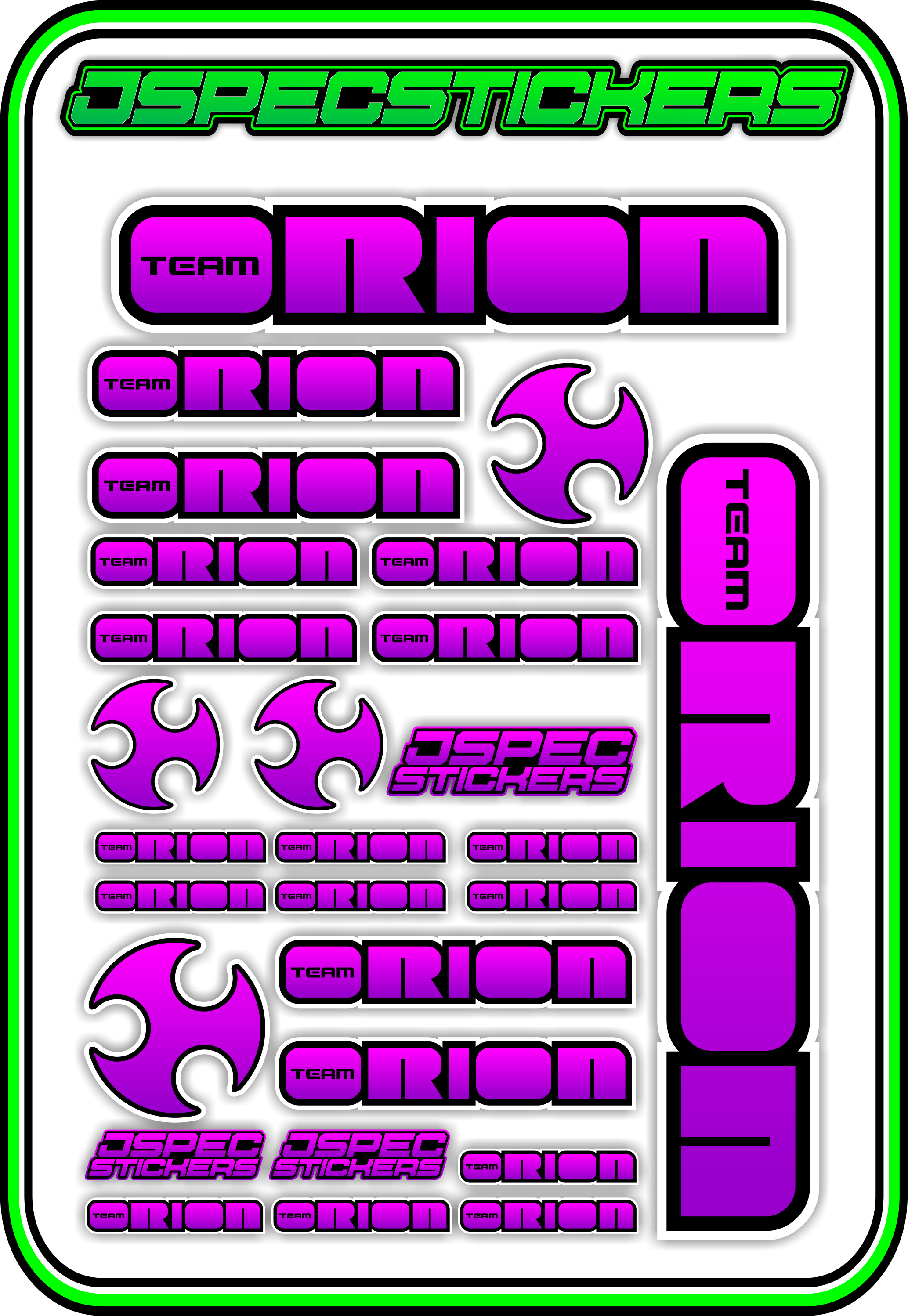 TEAM ORION RC STICKER SHEET A5 - Jspec Stickers