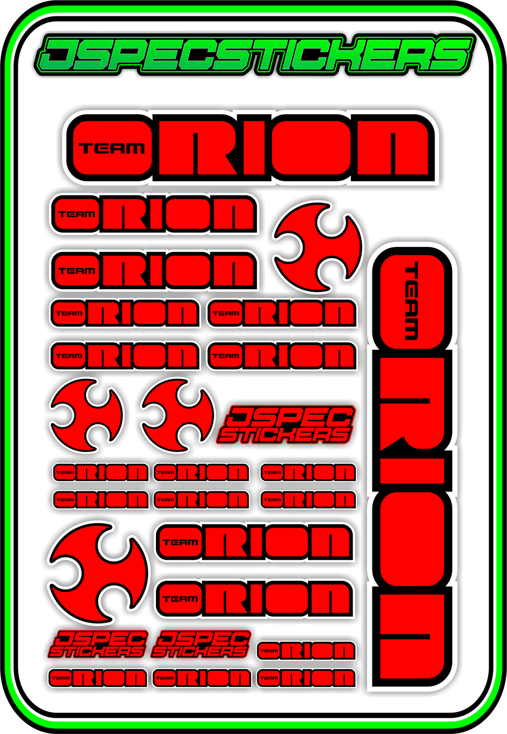 TEAM ORION RC STICKER SHEET A5 - Jspec Stickers