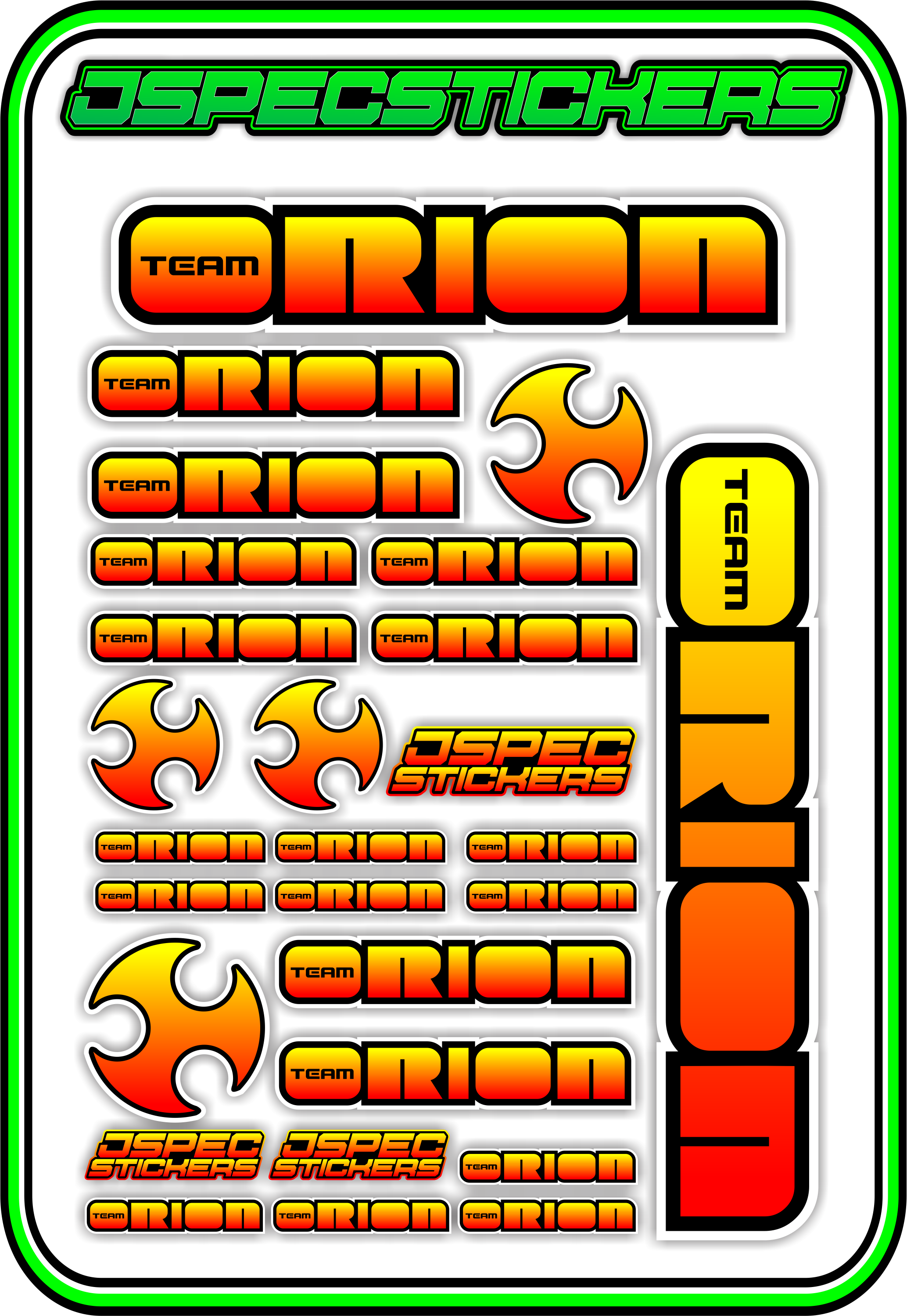 TEAM ORION RC STICKER SHEET A5 - Jspec Stickers
