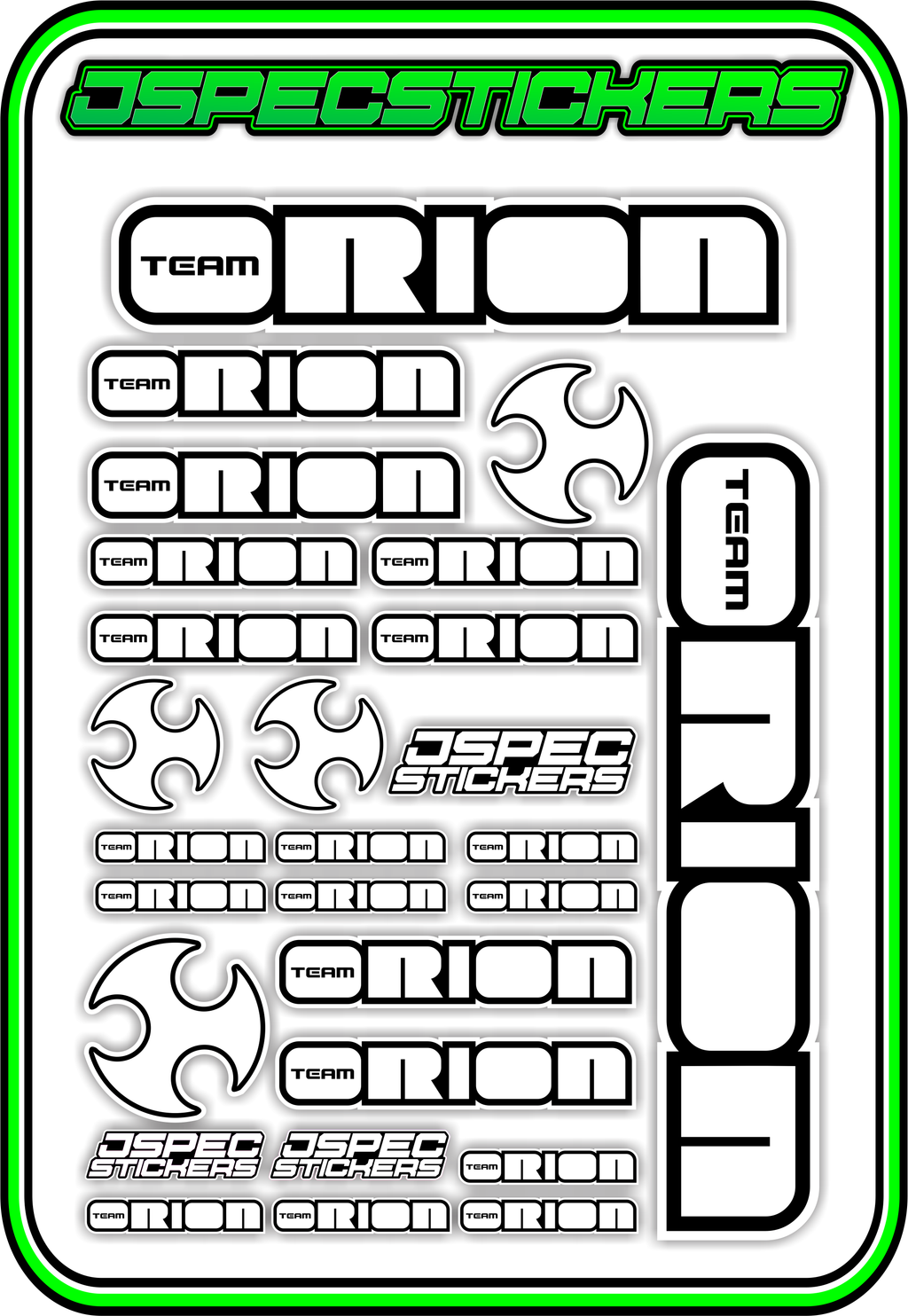 TEAM ORION RC STICKER SHEET A5 - Jspec Stickers