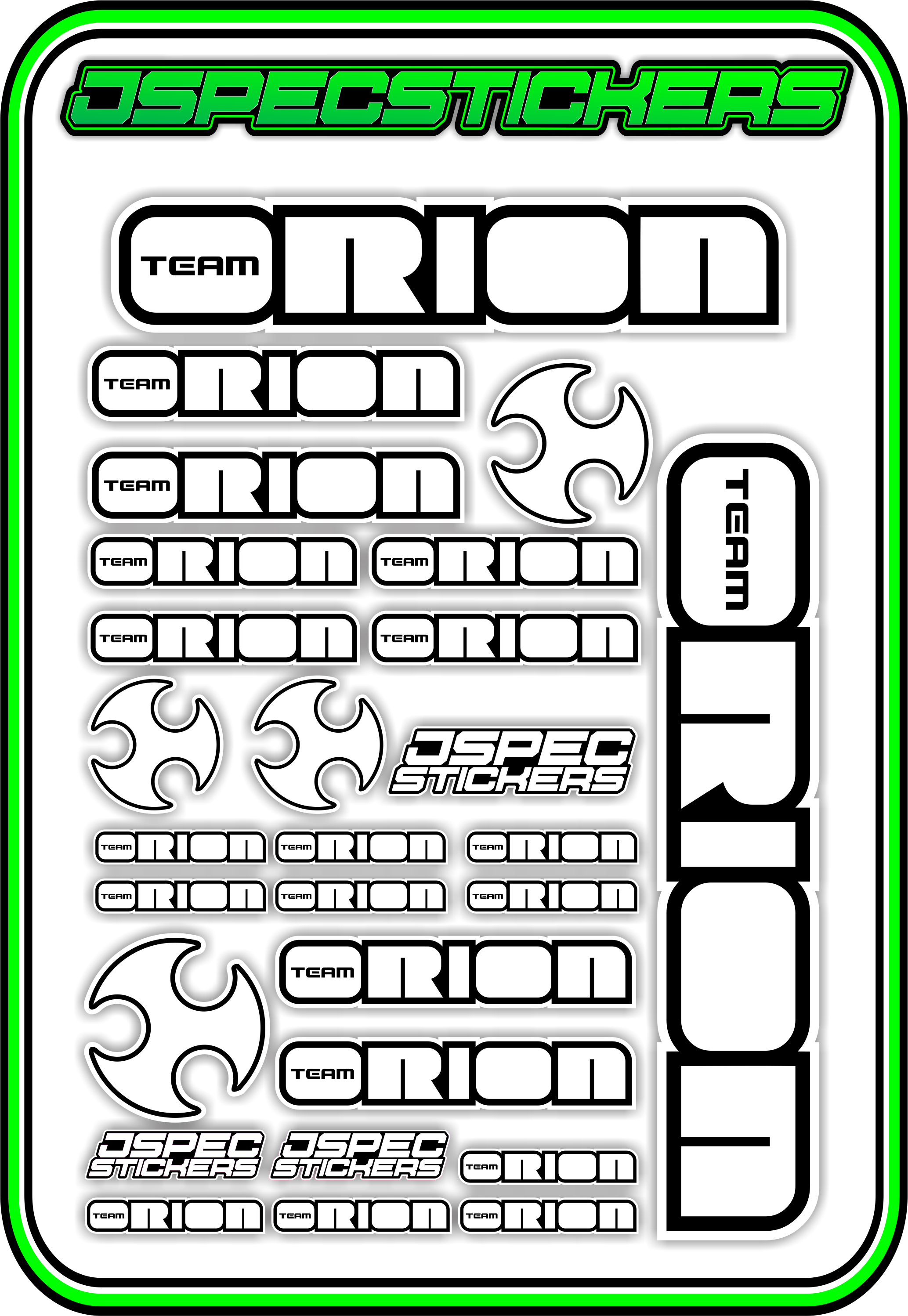 TEAM ORION RC STICKER SHEET A5 - Jspec Stickers