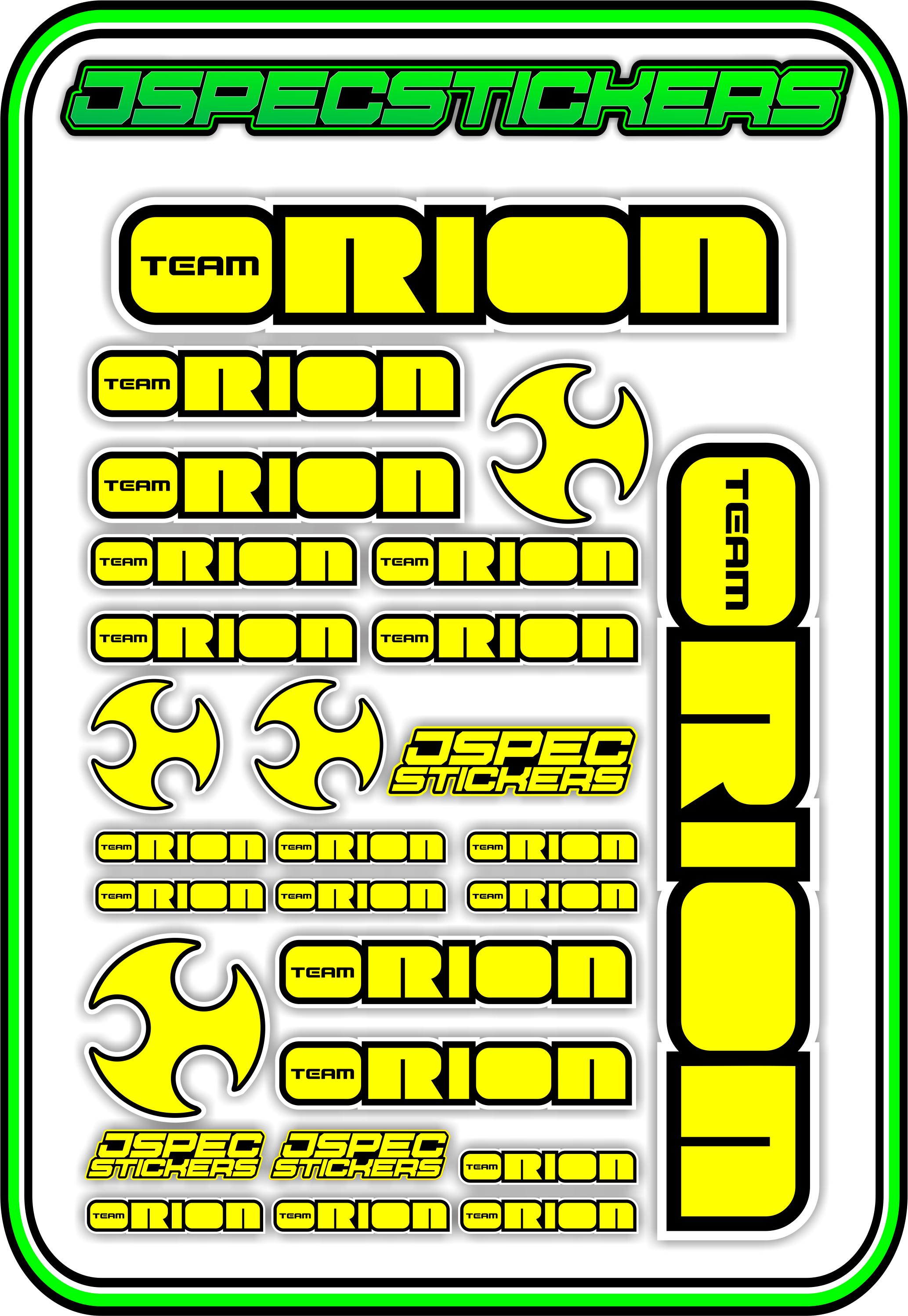 TEAM ORION RC STICKER SHEET A5 - Jspec Stickers