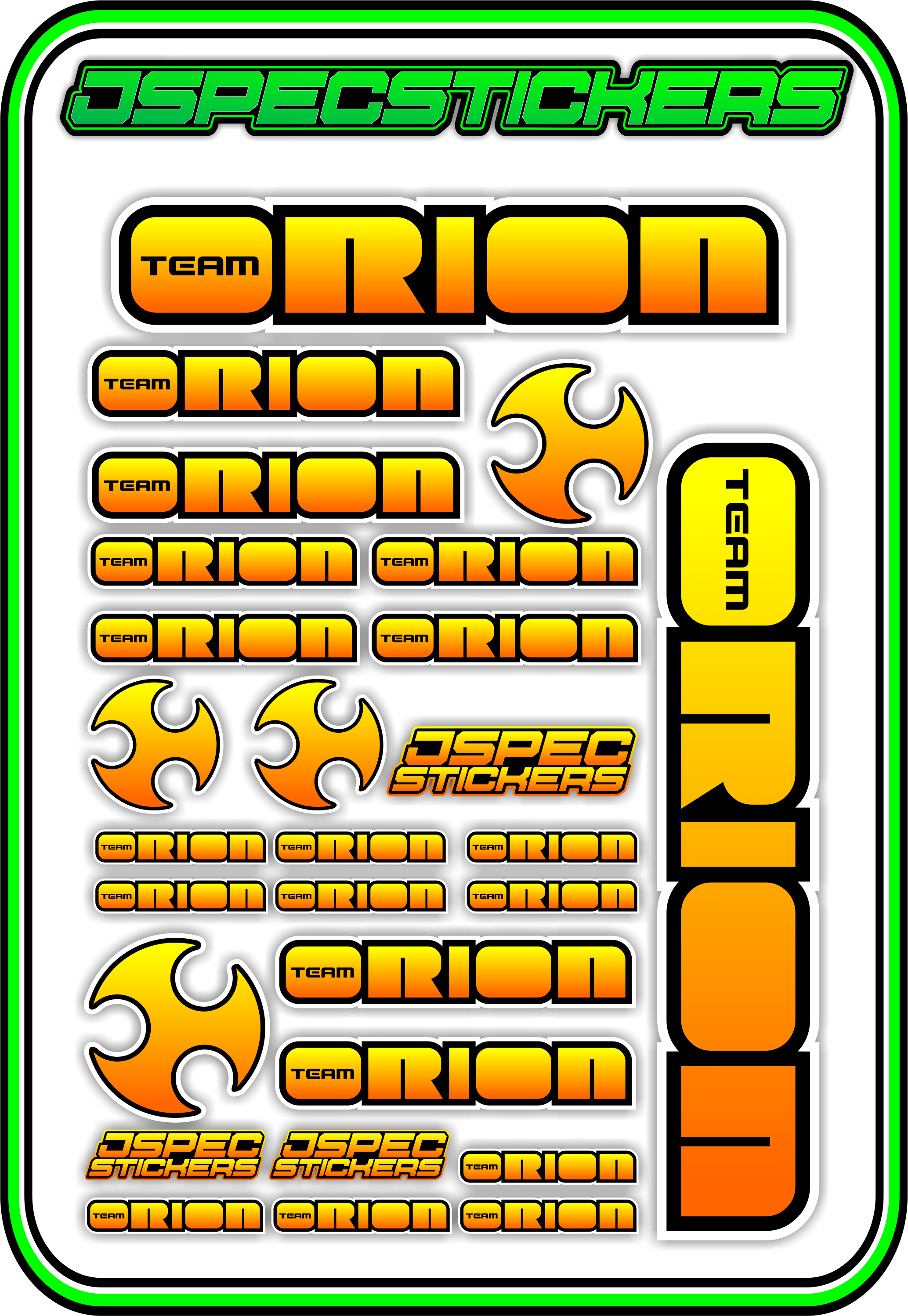 TEAM ORION RC STICKER SHEET A5 - Jspec Stickers