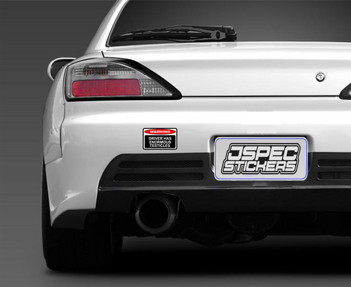 DRIVER HAS ENORMOUS TESTICLES BUMPER STICKER - Jspec Stickers