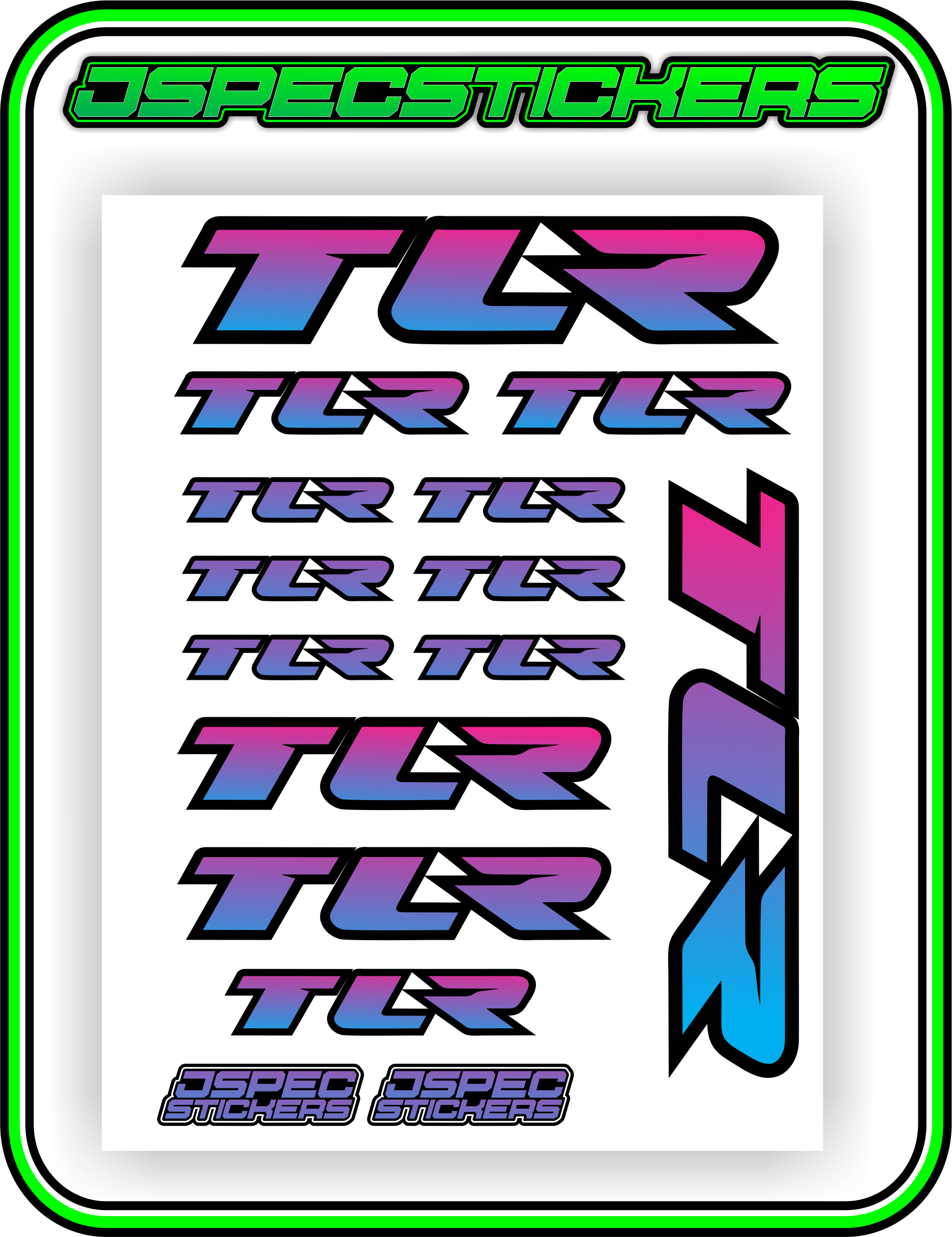 TLR LOSI RACING STICKER SHEET A5 - Jspec Stickers