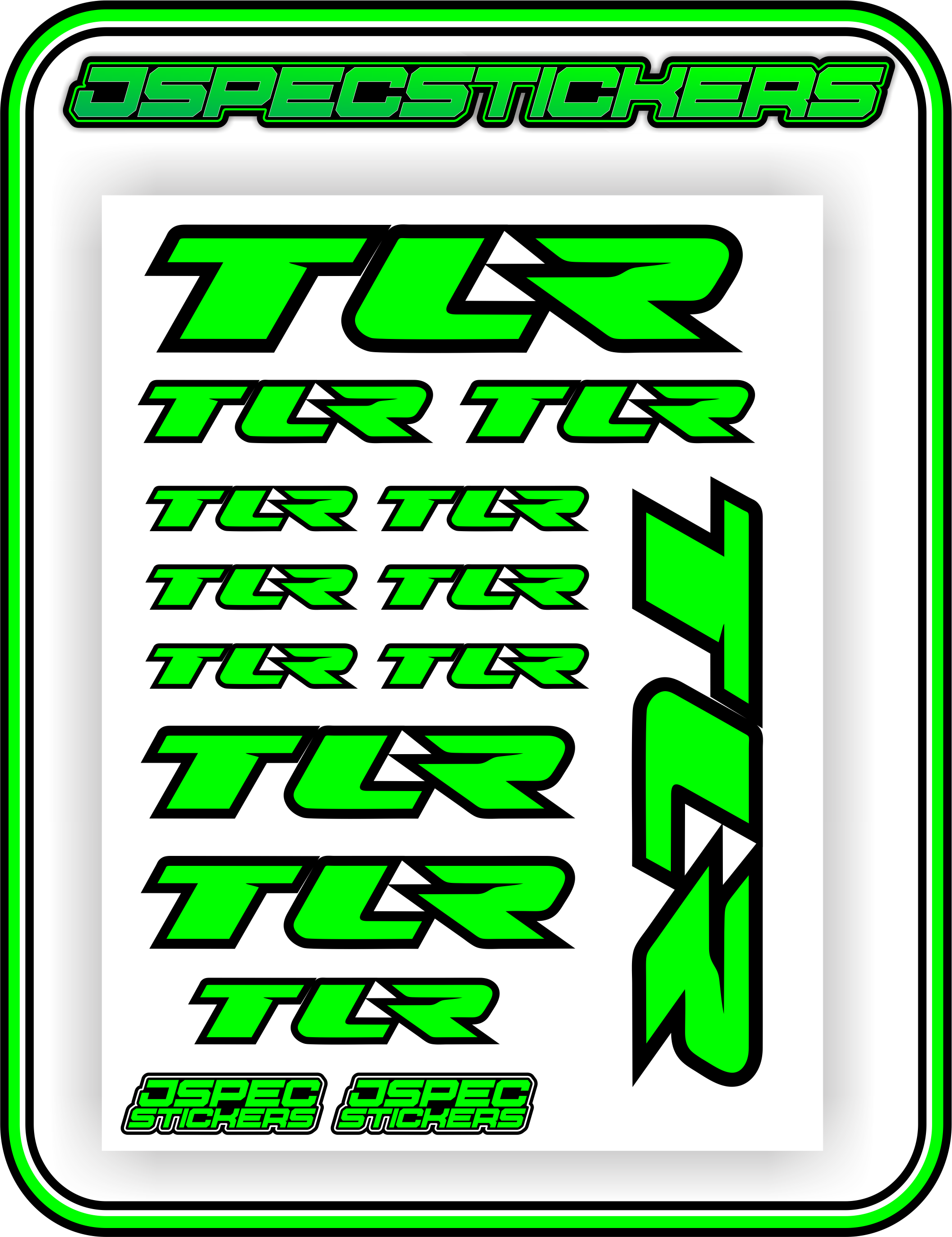 TLR LOSI RACING STICKER SHEET A5 - Jspec Stickers
