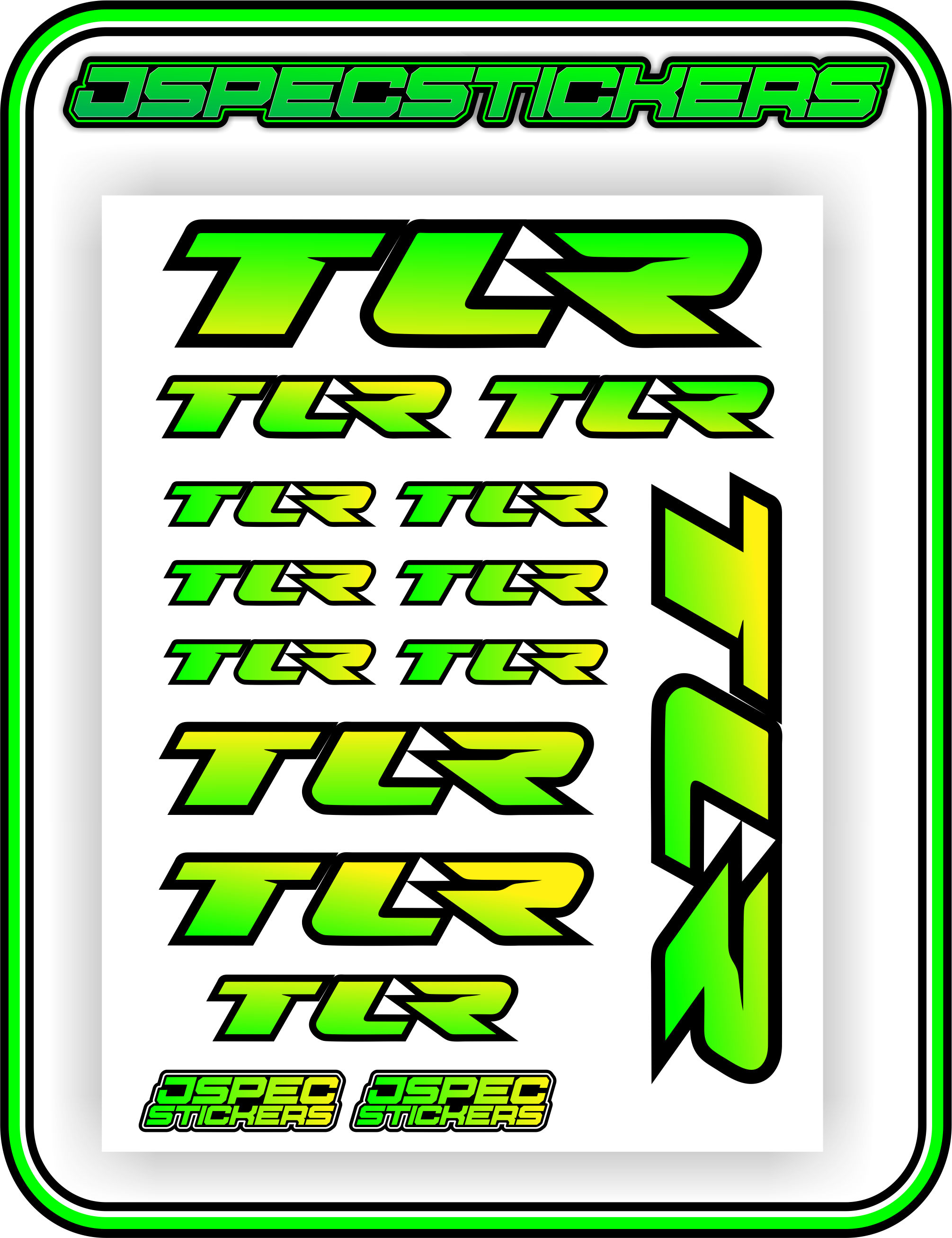 TLR LOSI RACING STICKER SHEET A5 - Jspec Stickers