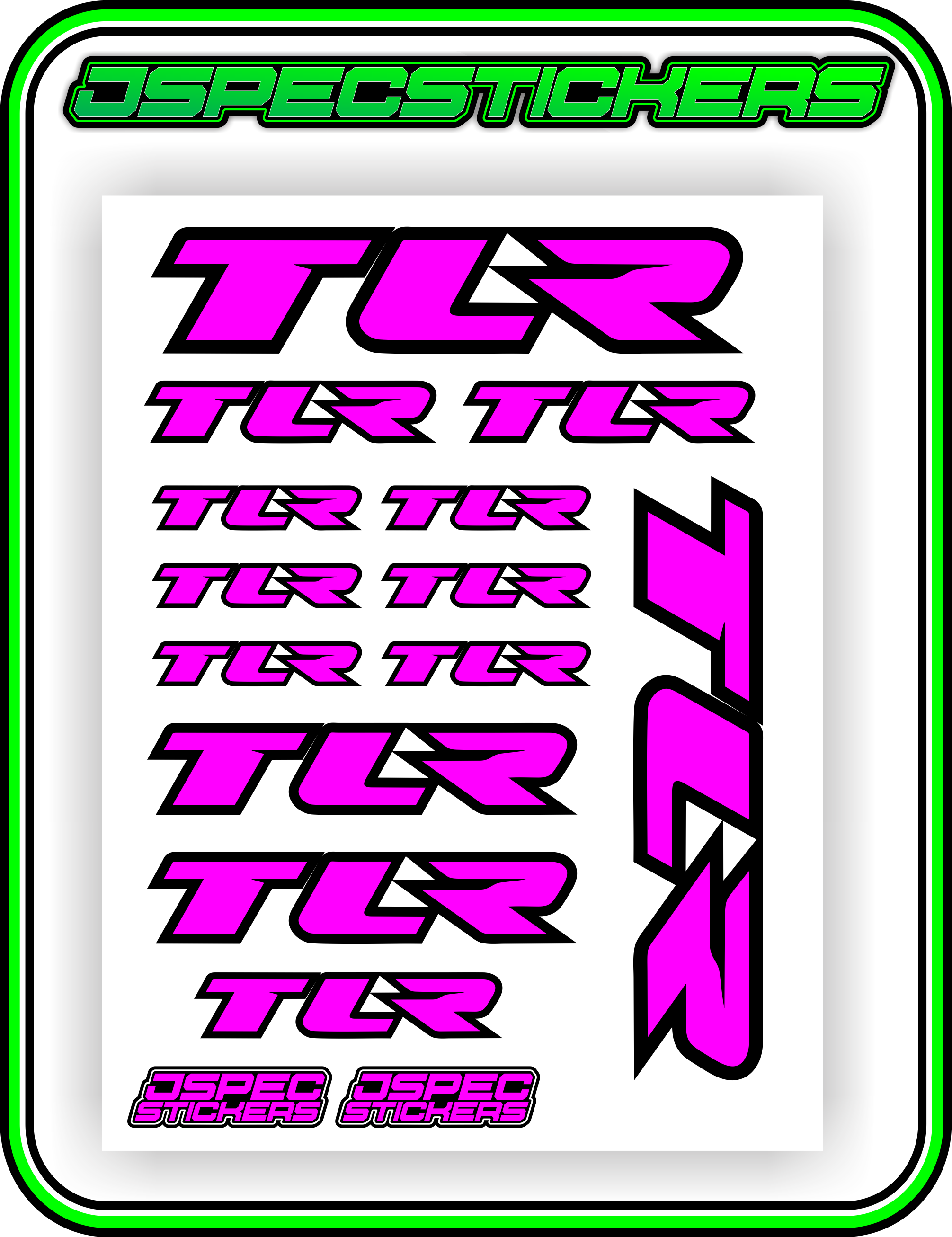 TLR LOSI RACING STICKER SHEET A5 - Jspec Stickers