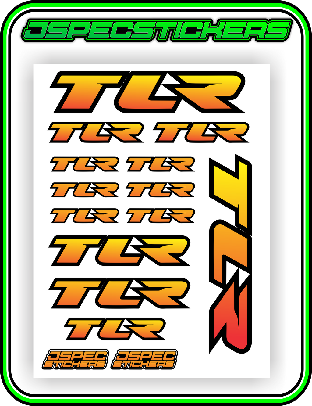 TLR LOSI RACING STICKER SHEET A5 - Jspec Stickers