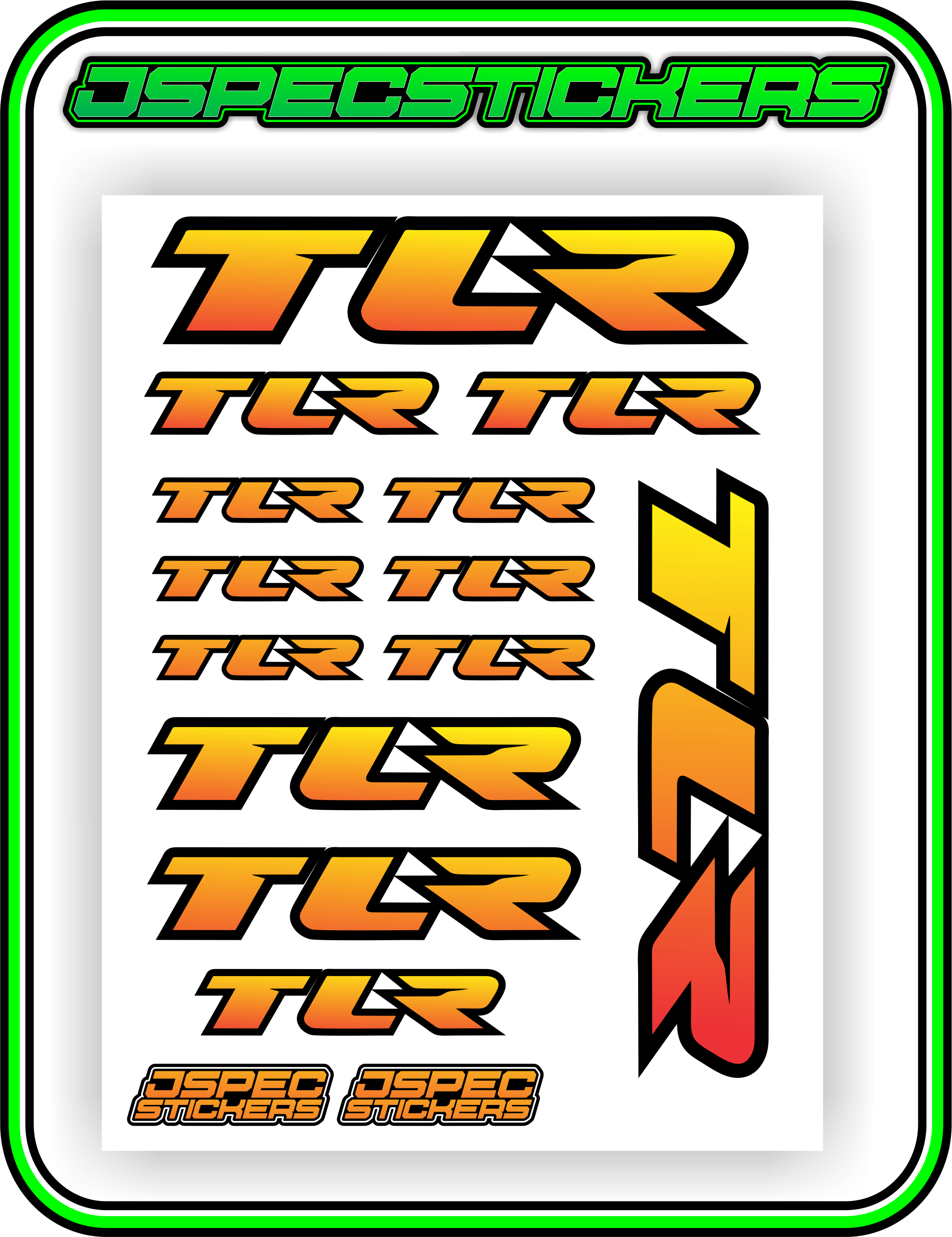 TLR LOSI RACING STICKER SHEET A5 - Jspec Stickers