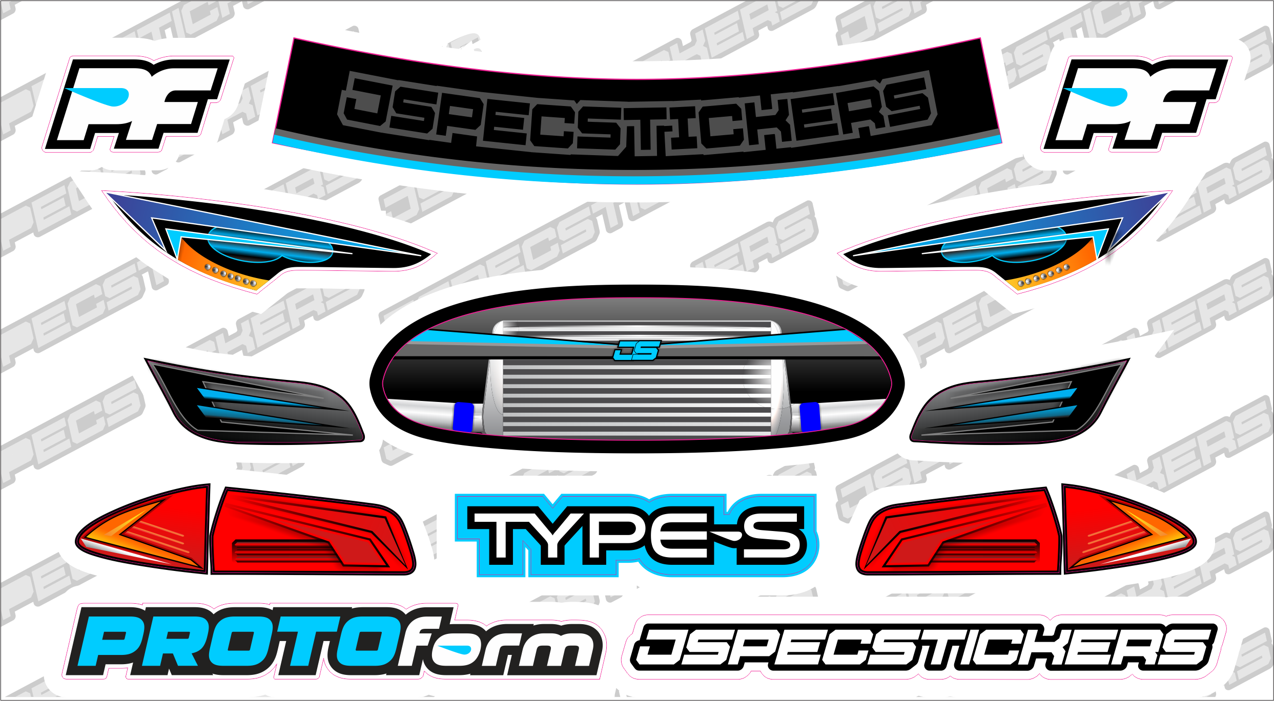 PROTOform Headlight / Grill Sticker kit - Jspec Stickers