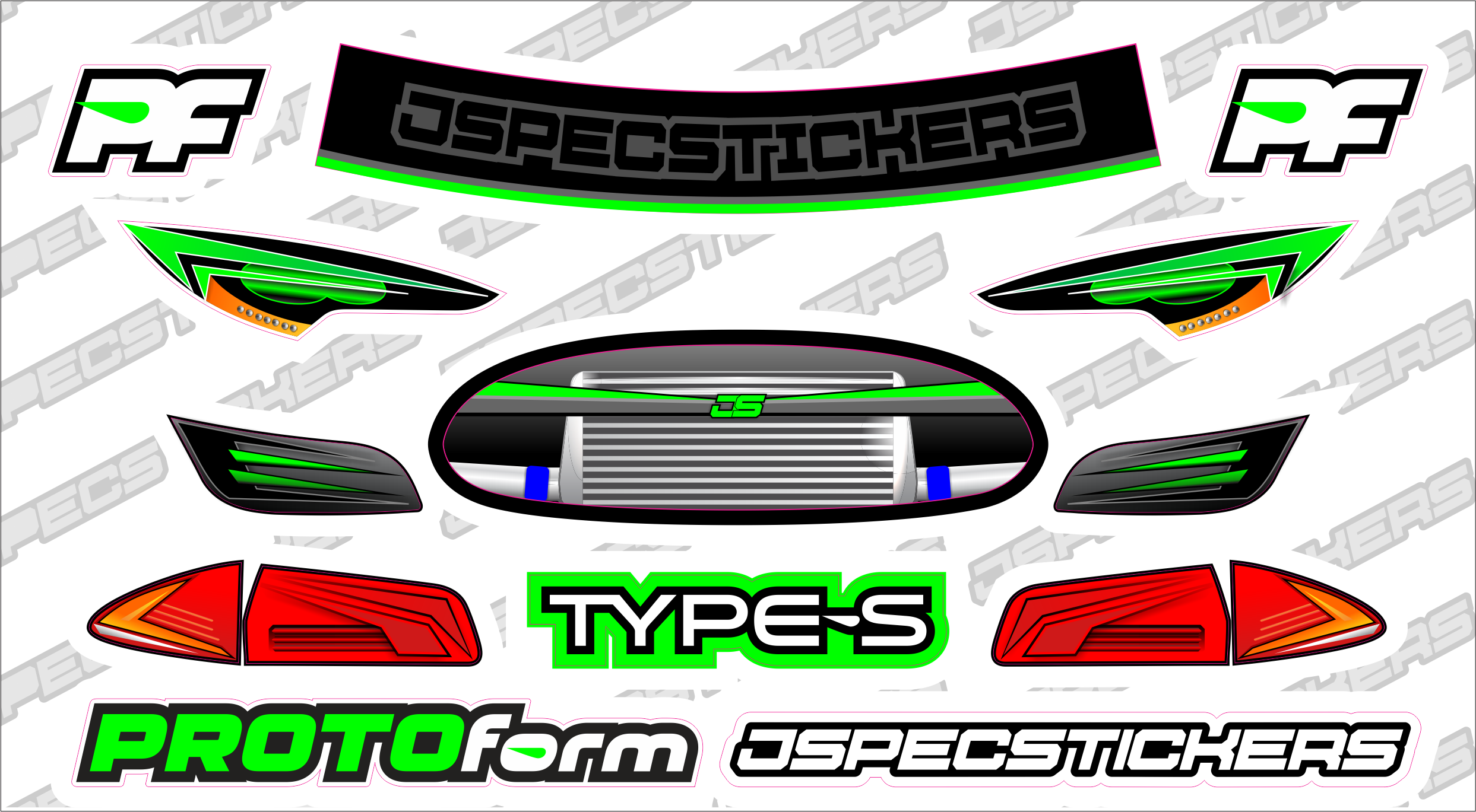 PROTOform Headlight / Grill Sticker kit - Jspec Stickers