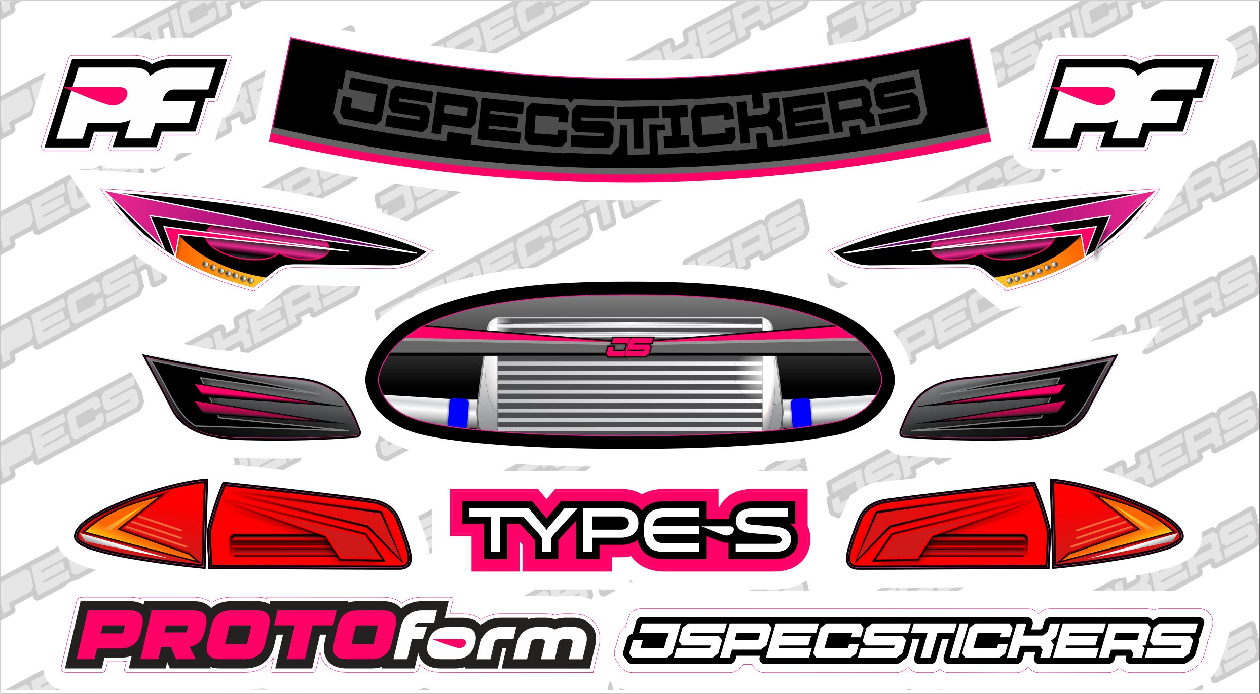 PROTOform Headlight / Grill Sticker kit - Jspec Stickers