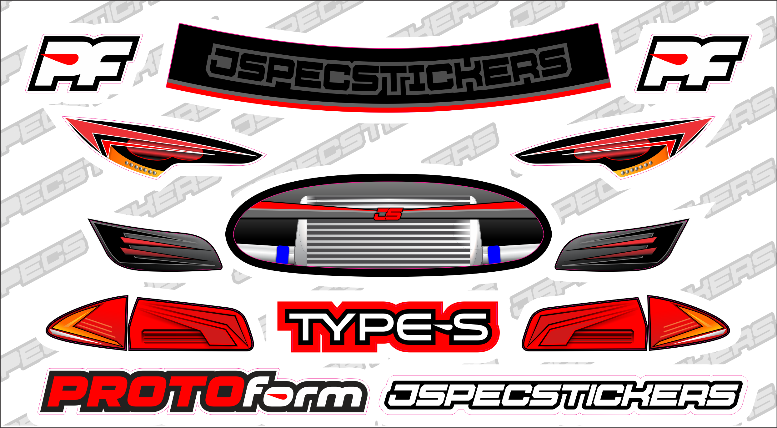 PROTOform Headlight / Grill Sticker kit - Jspec Stickers