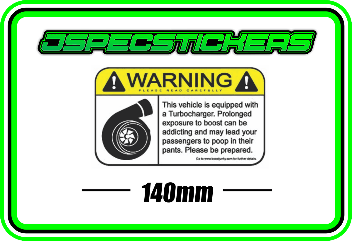 WARNING TURBO BUMPER STICKER – Jspec Stickers