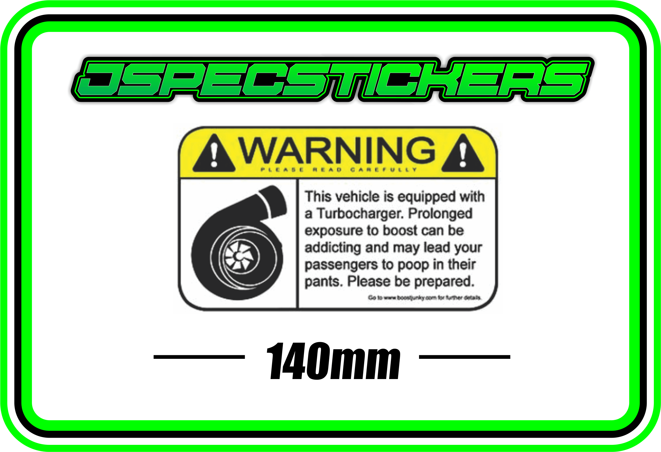 WARNING TURBO BUMPER STICKER - Jspec Stickers