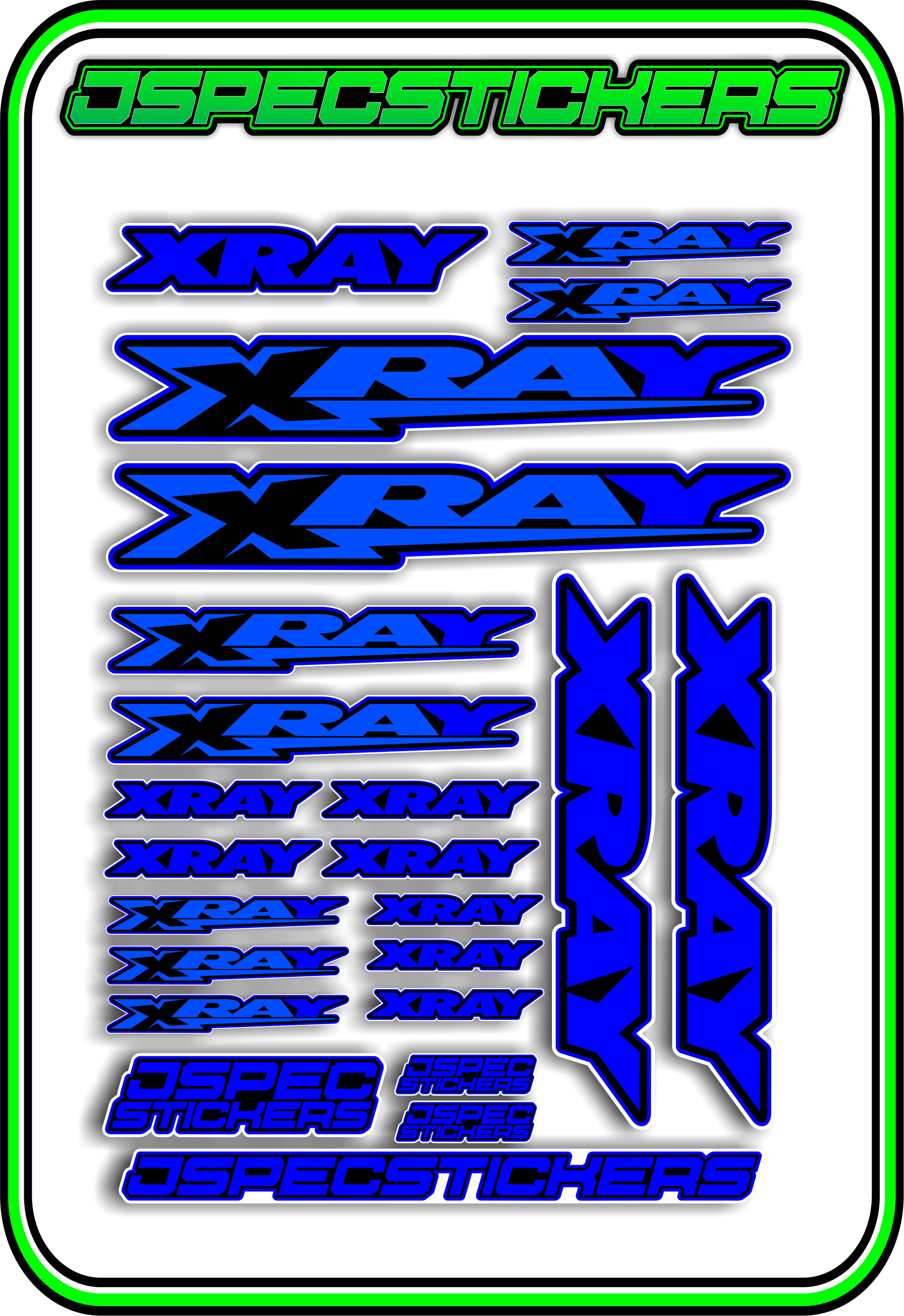 XRAY RC STICKER SHEET A5 - Jspec Stickers