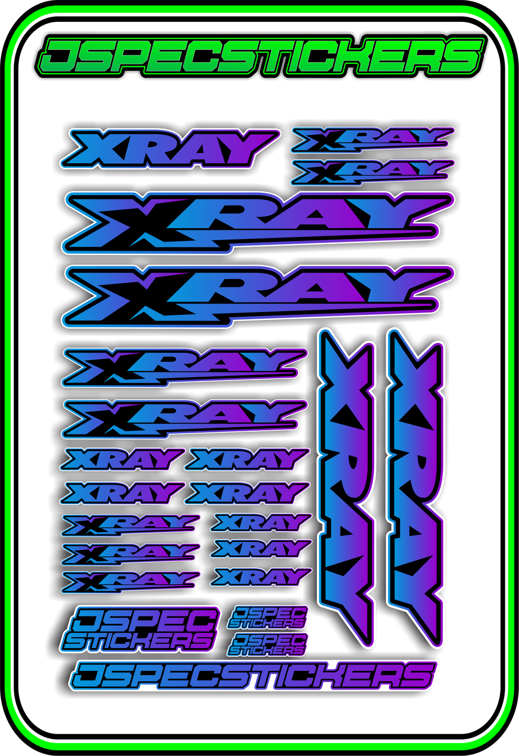 XRAY RC STICKER SHEET A5 - Jspec Stickers