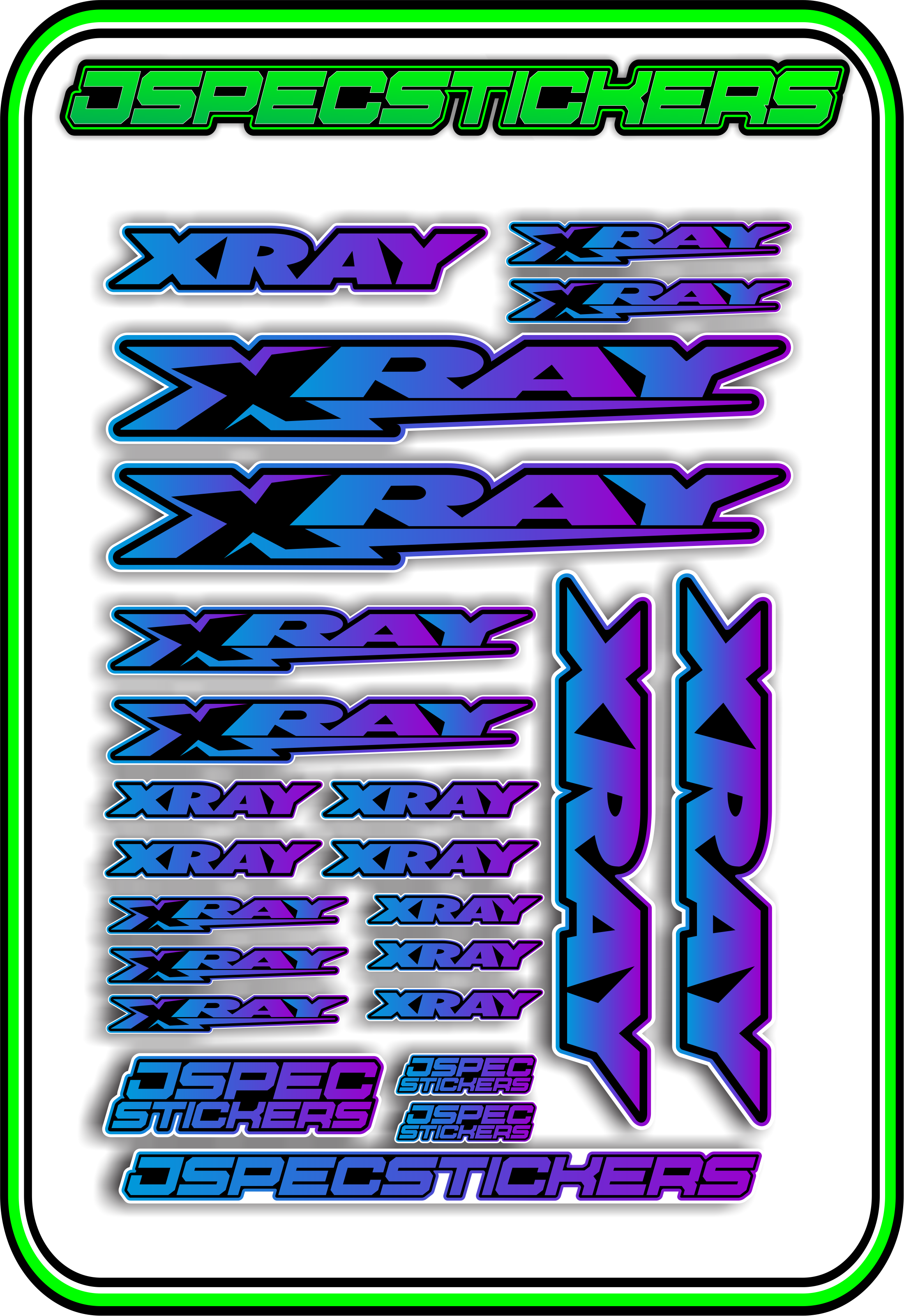 XRAY RC STICKER SHEET A5 - Jspec Stickers