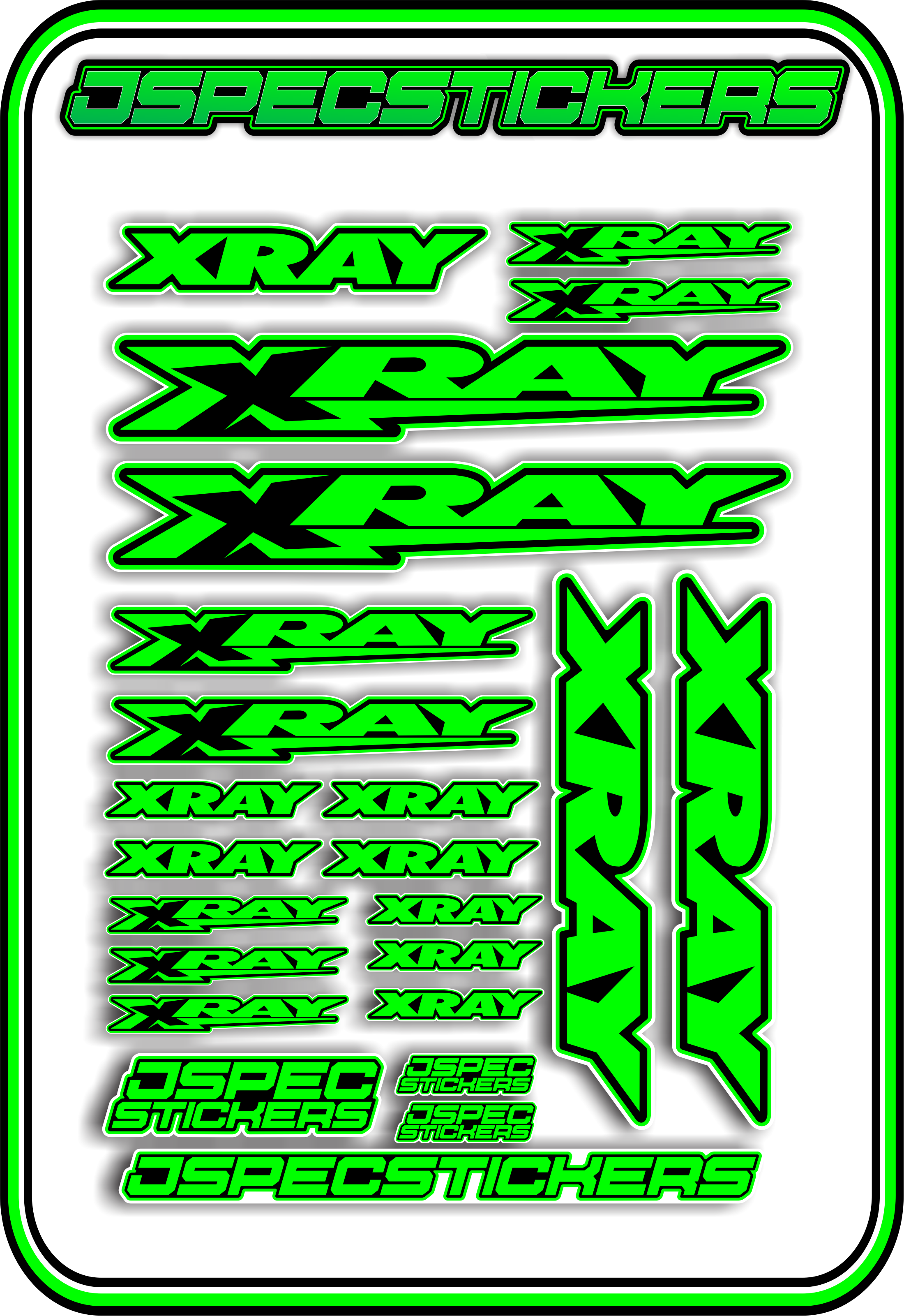 XRAY RC STICKER SHEET A5 - Jspec Stickers