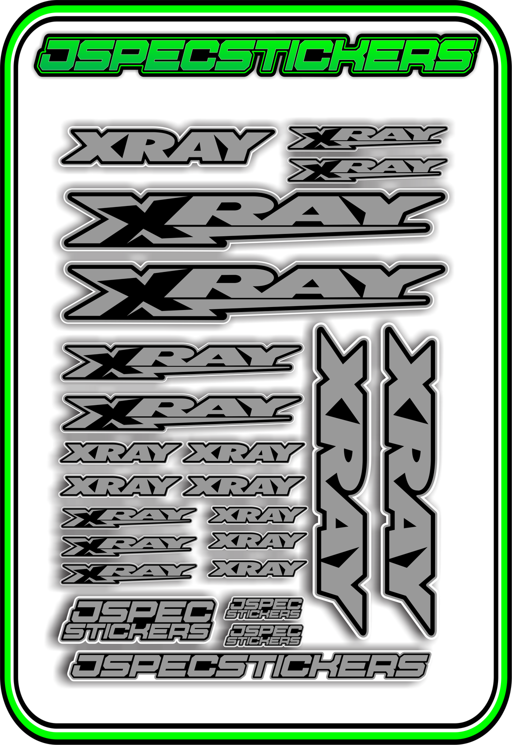 XRAY RC STICKER SHEET A5 - Jspec Stickers