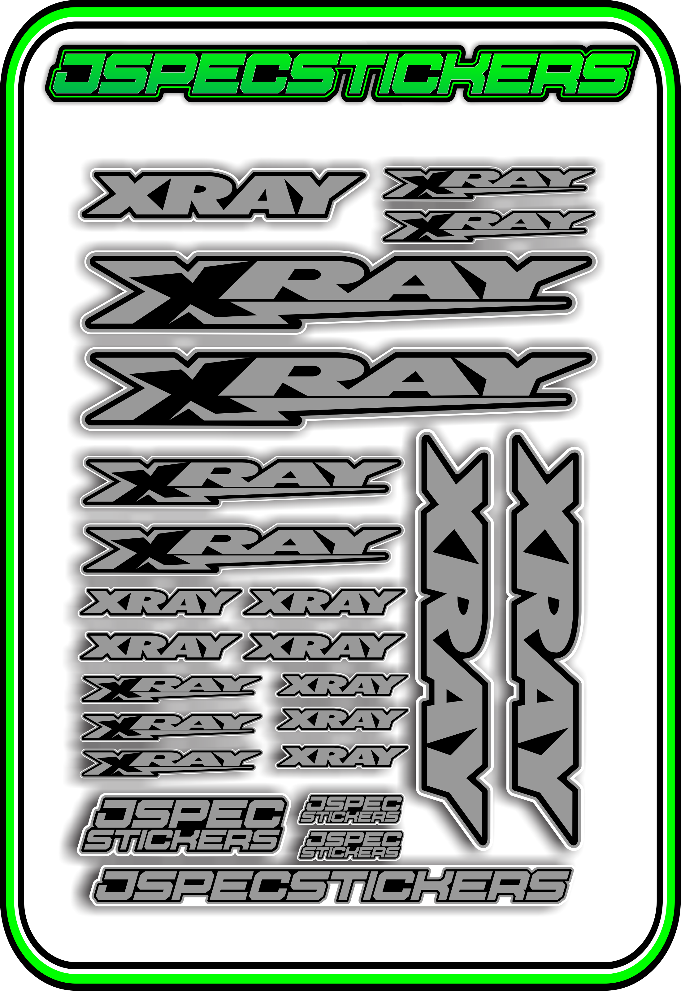 XRAY RC STICKER SHEET A5 - Jspec Stickers