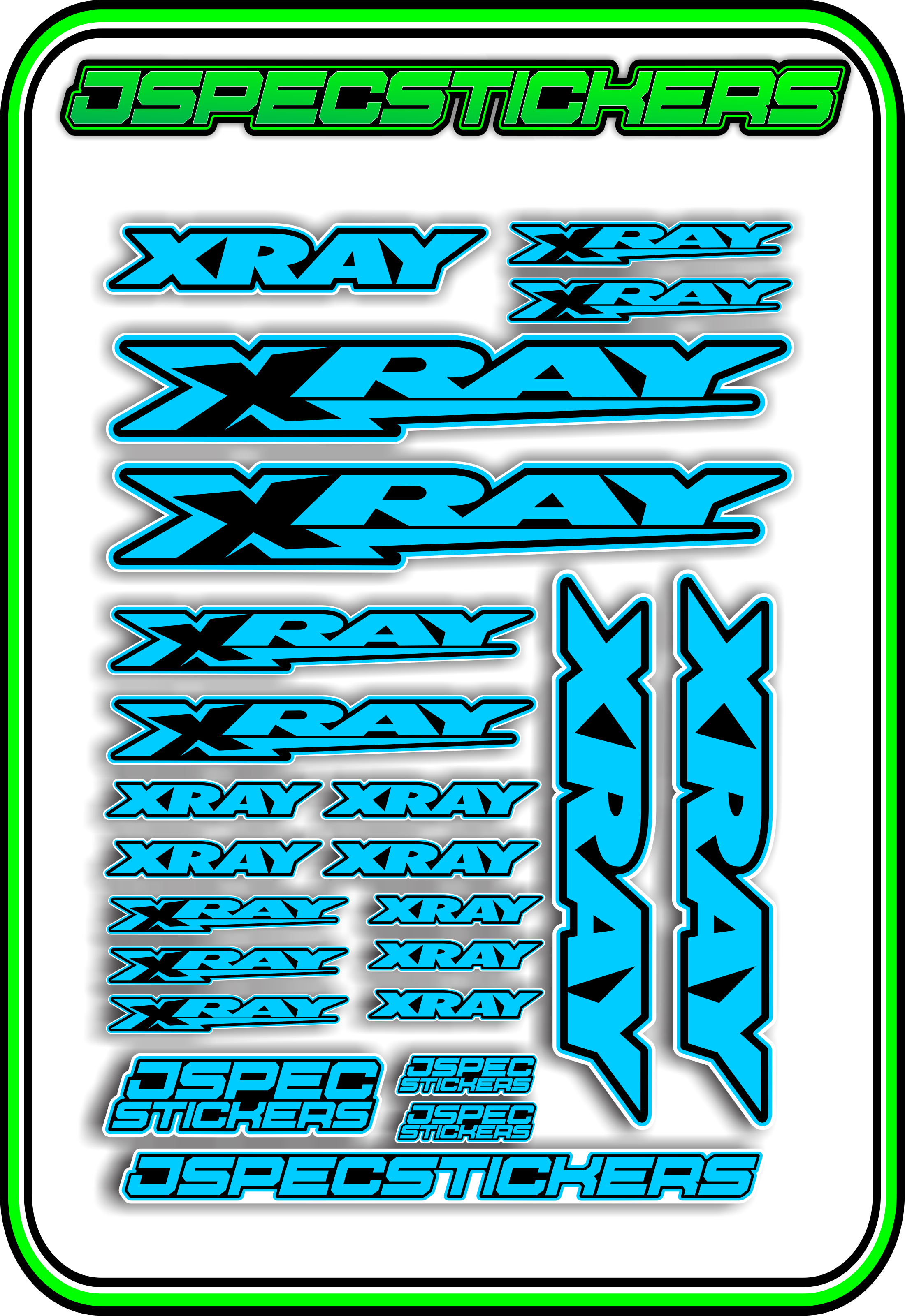 XRAY RC STICKER SHEET A5 - Jspec Stickers