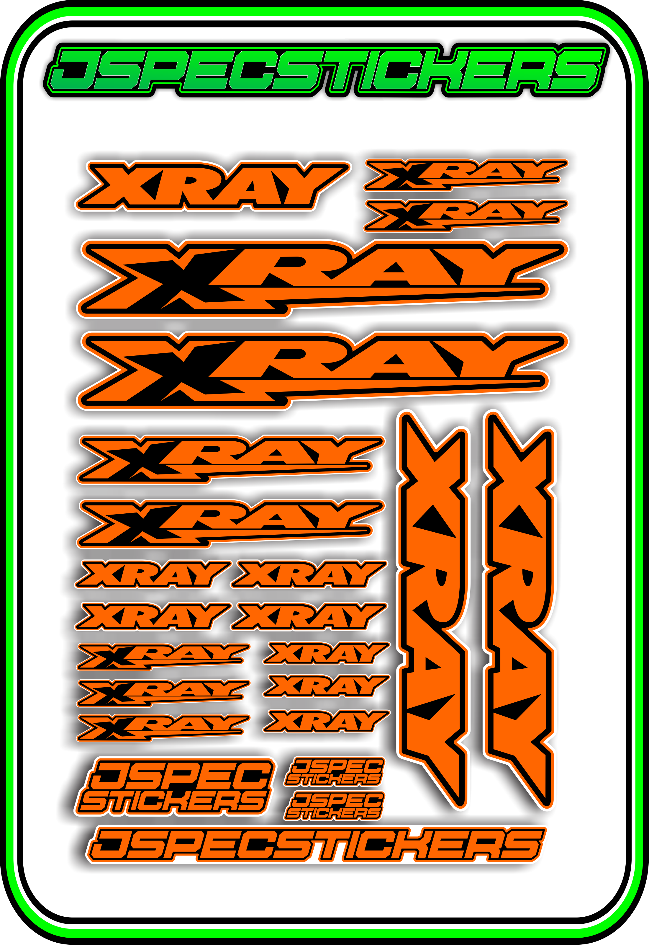 XRAY RC STICKER SHEET A5 - Jspec Stickers