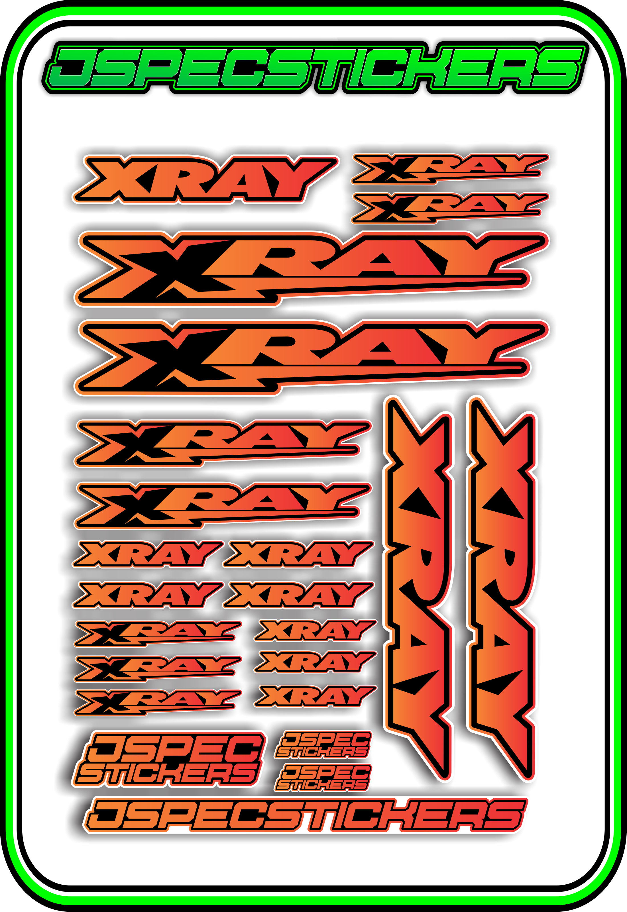 XRAY RC STICKER SHEET A5 - Jspec Stickers
