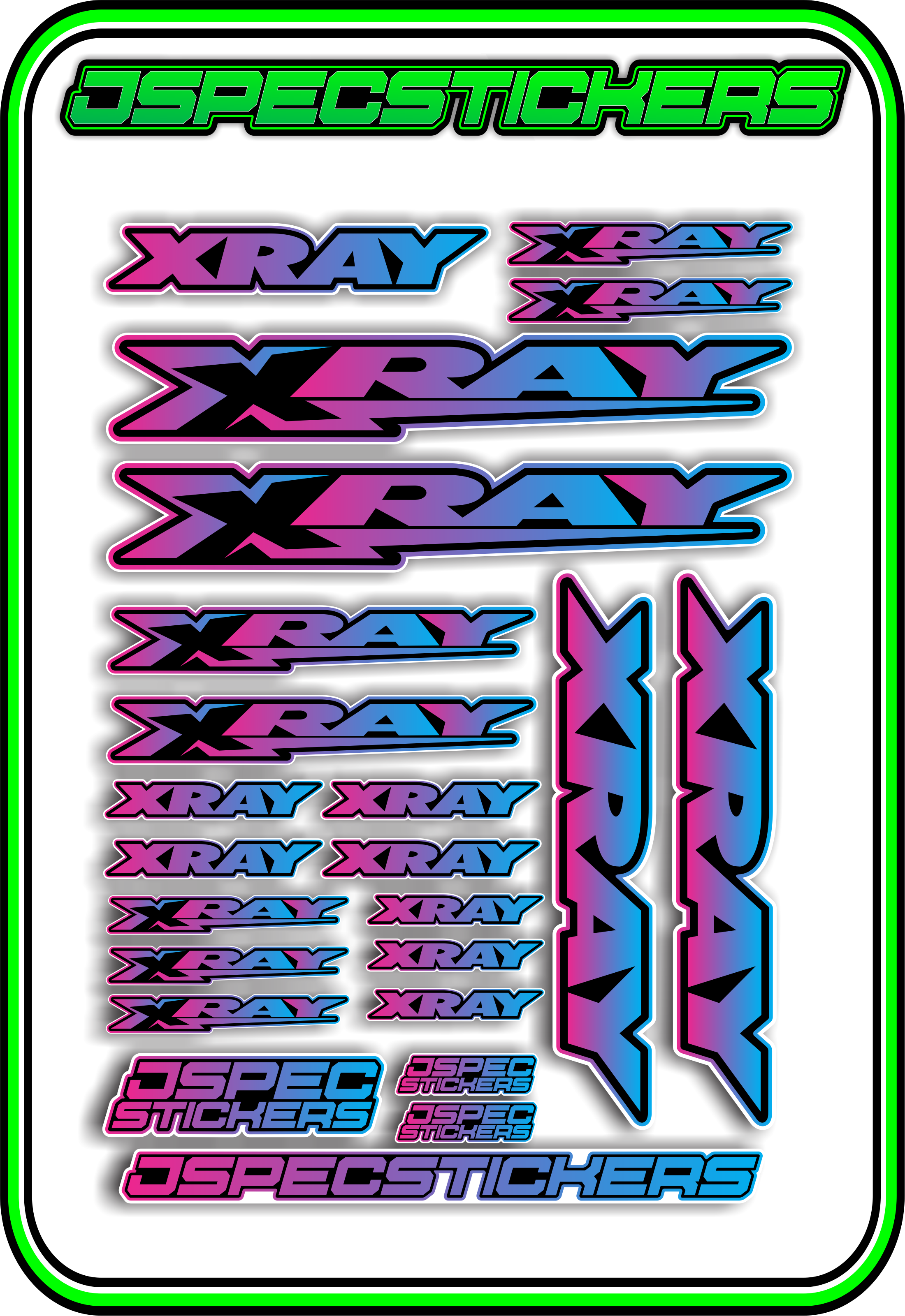 XRAY RC STICKER SHEET A5 - Jspec Stickers