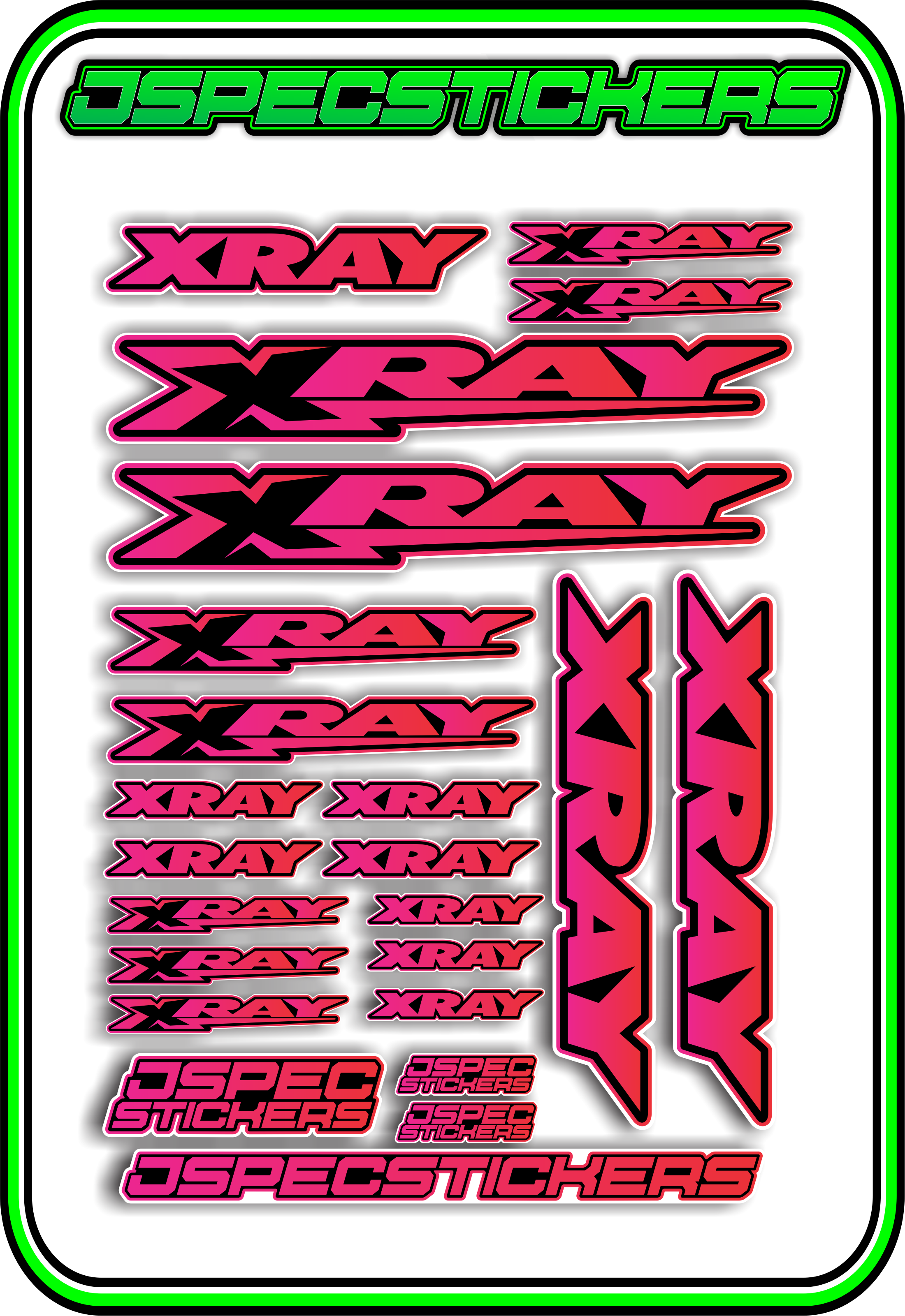 XRAY RC STICKER SHEET A5 - Jspec Stickers