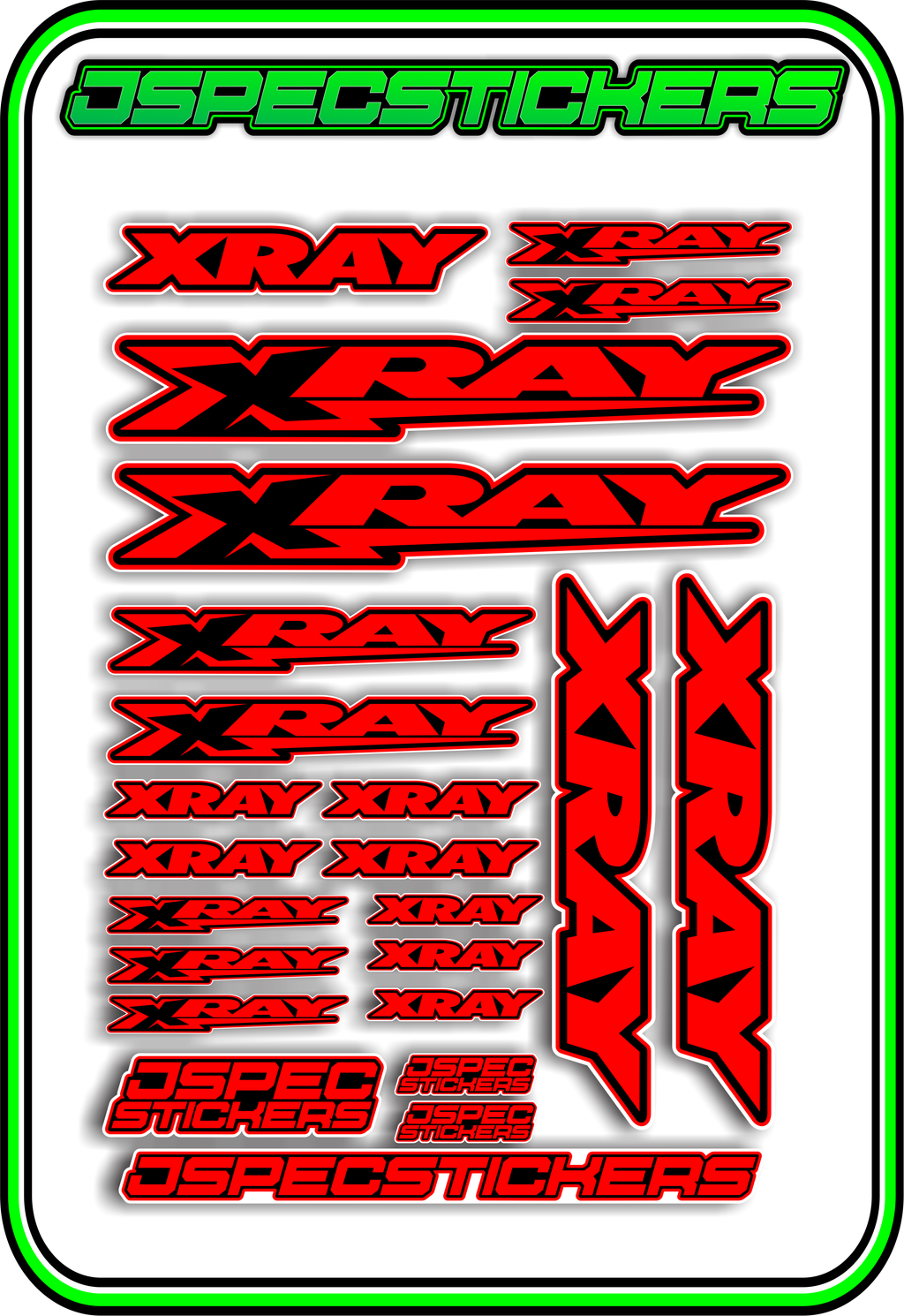 XRAY RC STICKER SHEET A5 - Jspec Stickers