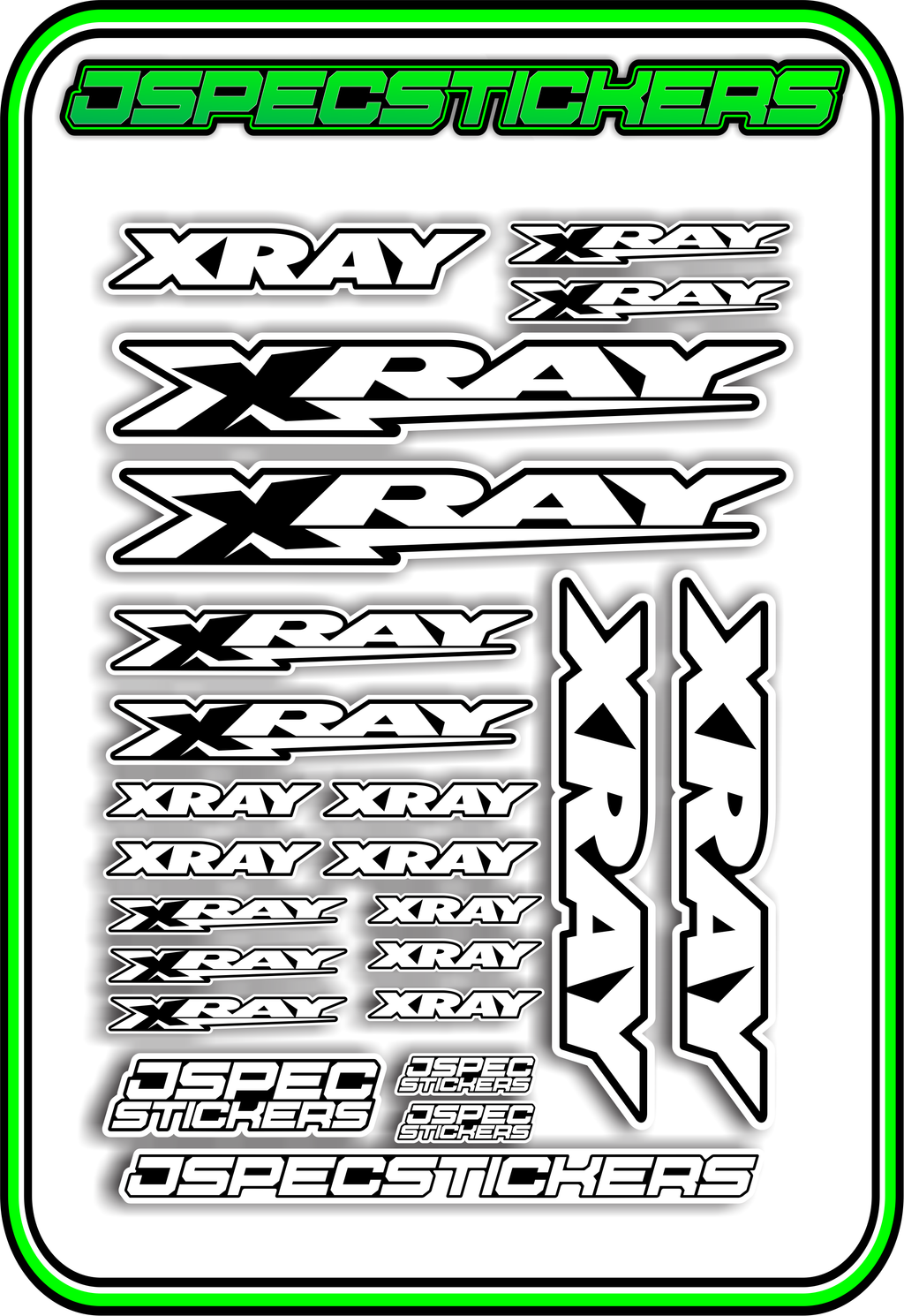 XRAY RC STICKER SHEET A5 - Jspec Stickers