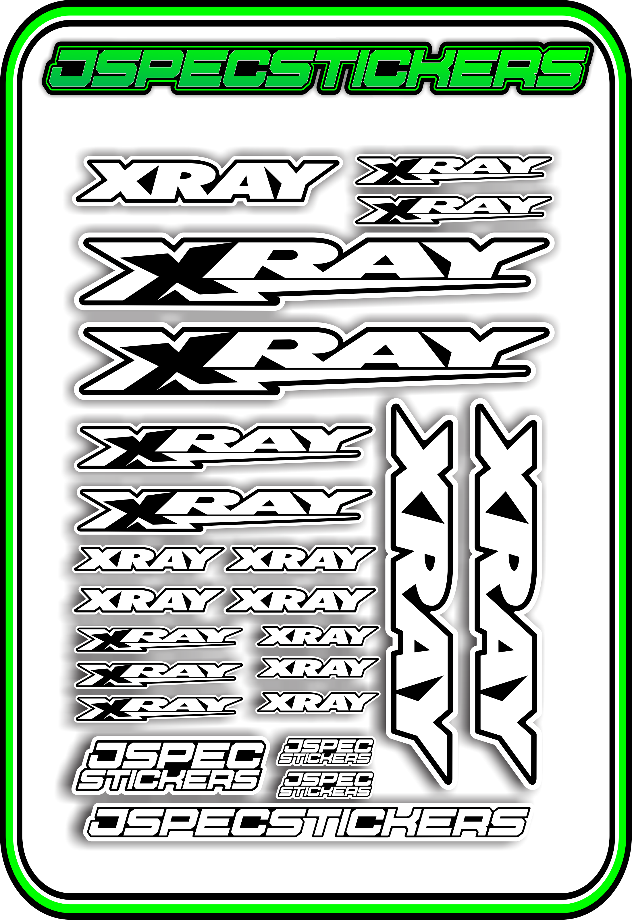 XRAY RC STICKER SHEET A5 - Jspec Stickers