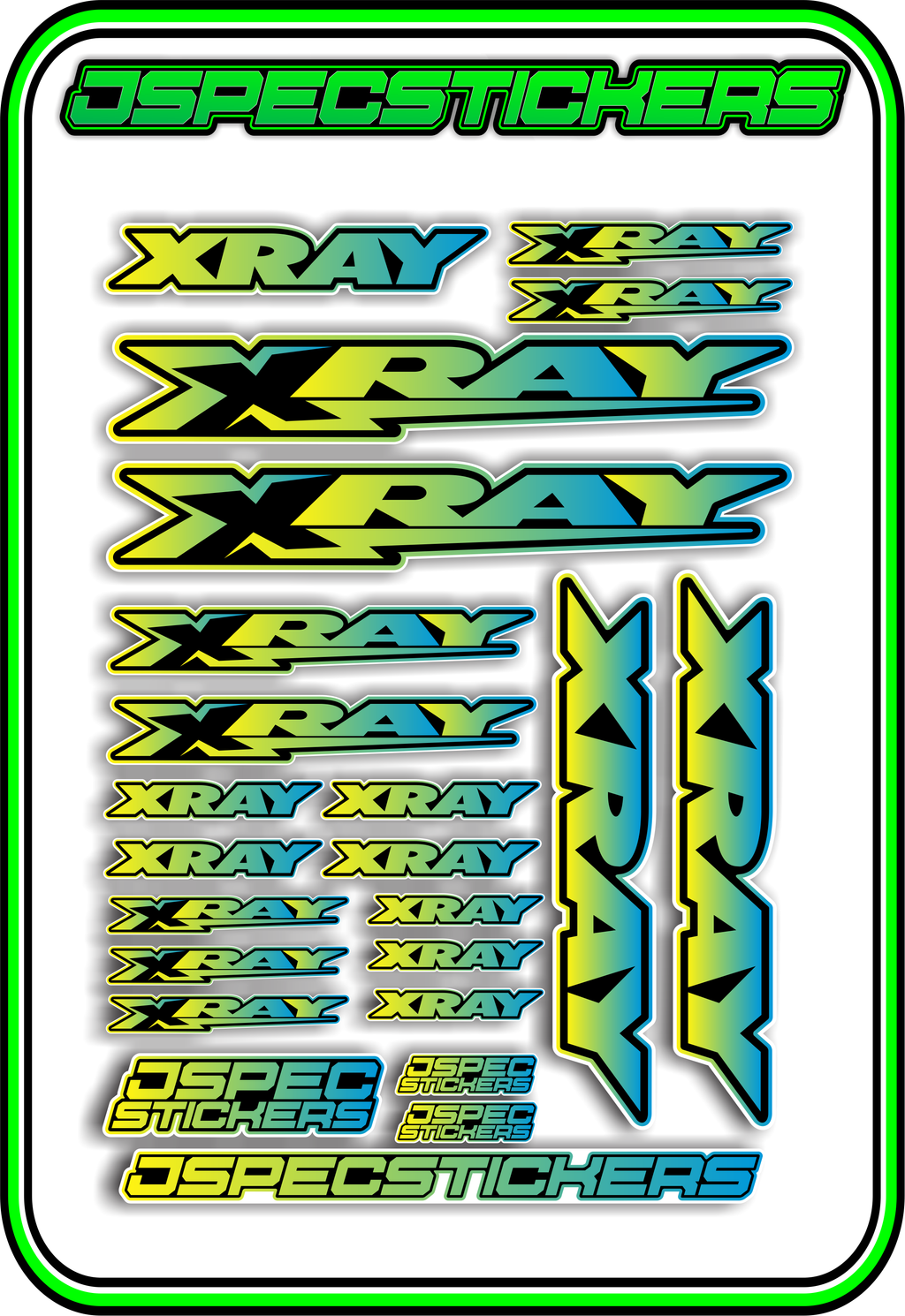 XRAY RC STICKER SHEET A5 - Jspec Stickers