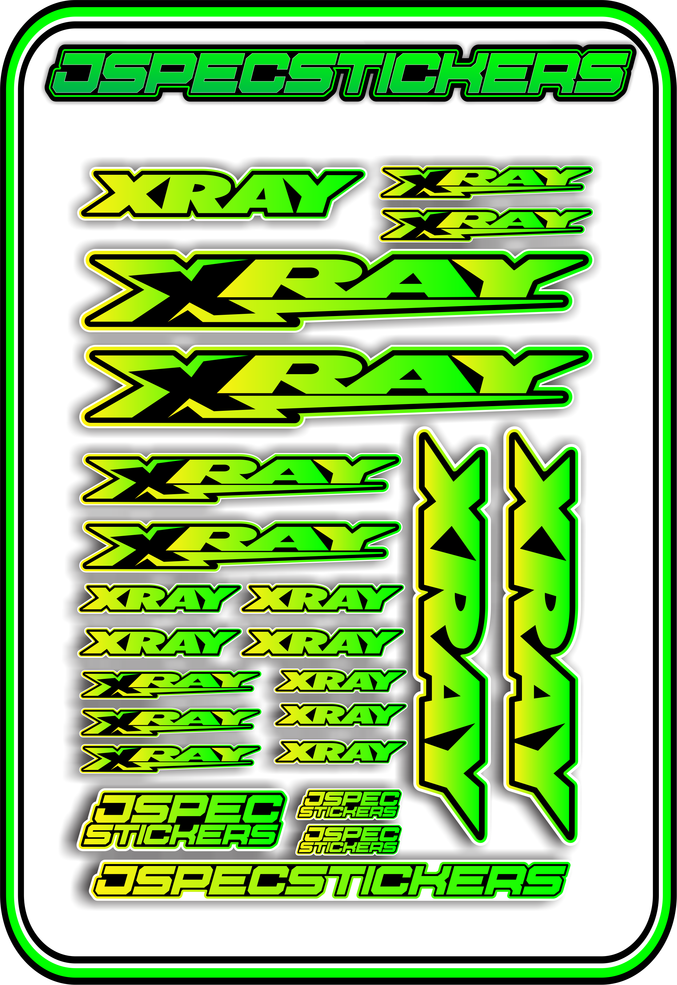 XRAY RC STICKER SHEET A5 - Jspec Stickers