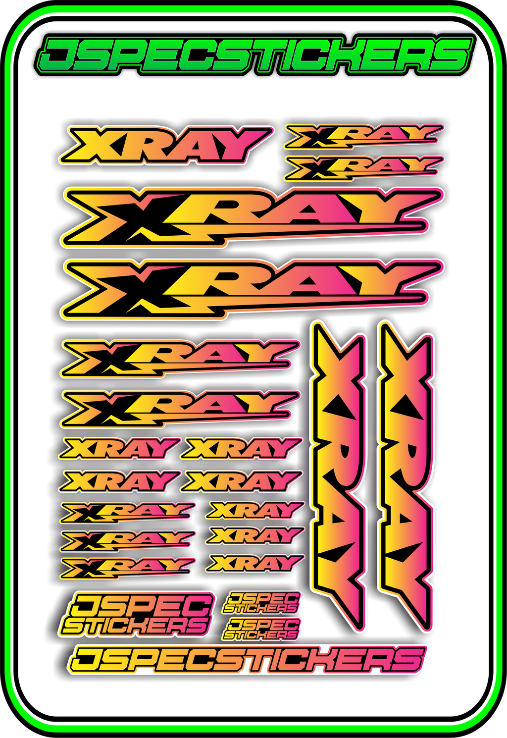 XRAY RC STICKER SHEET A5 - Jspec Stickers
