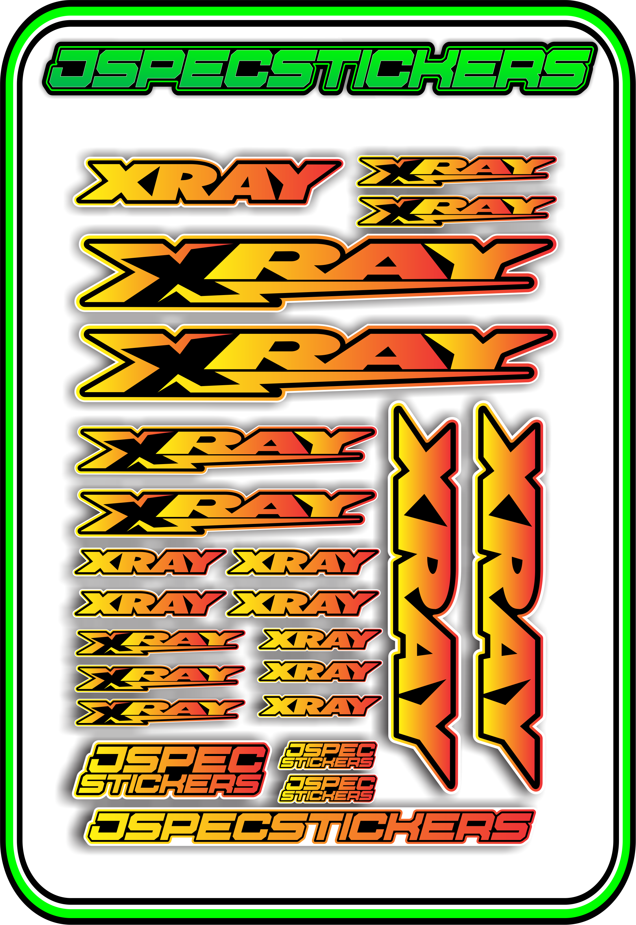 XRAY RC STICKER SHEET A5 - Jspec Stickers