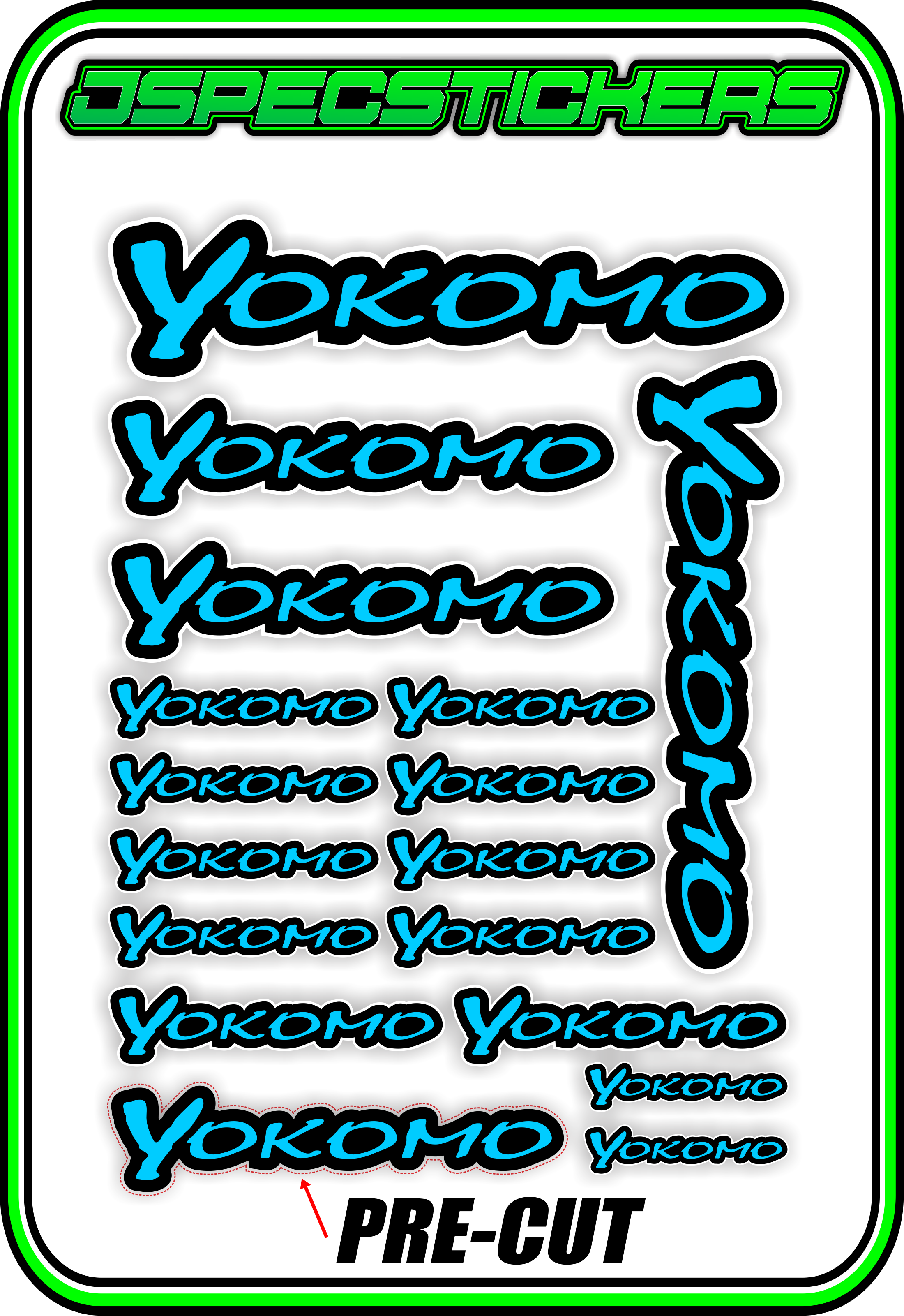 YOKOMO RC STICKER SHEET A5 - Jspec Stickers