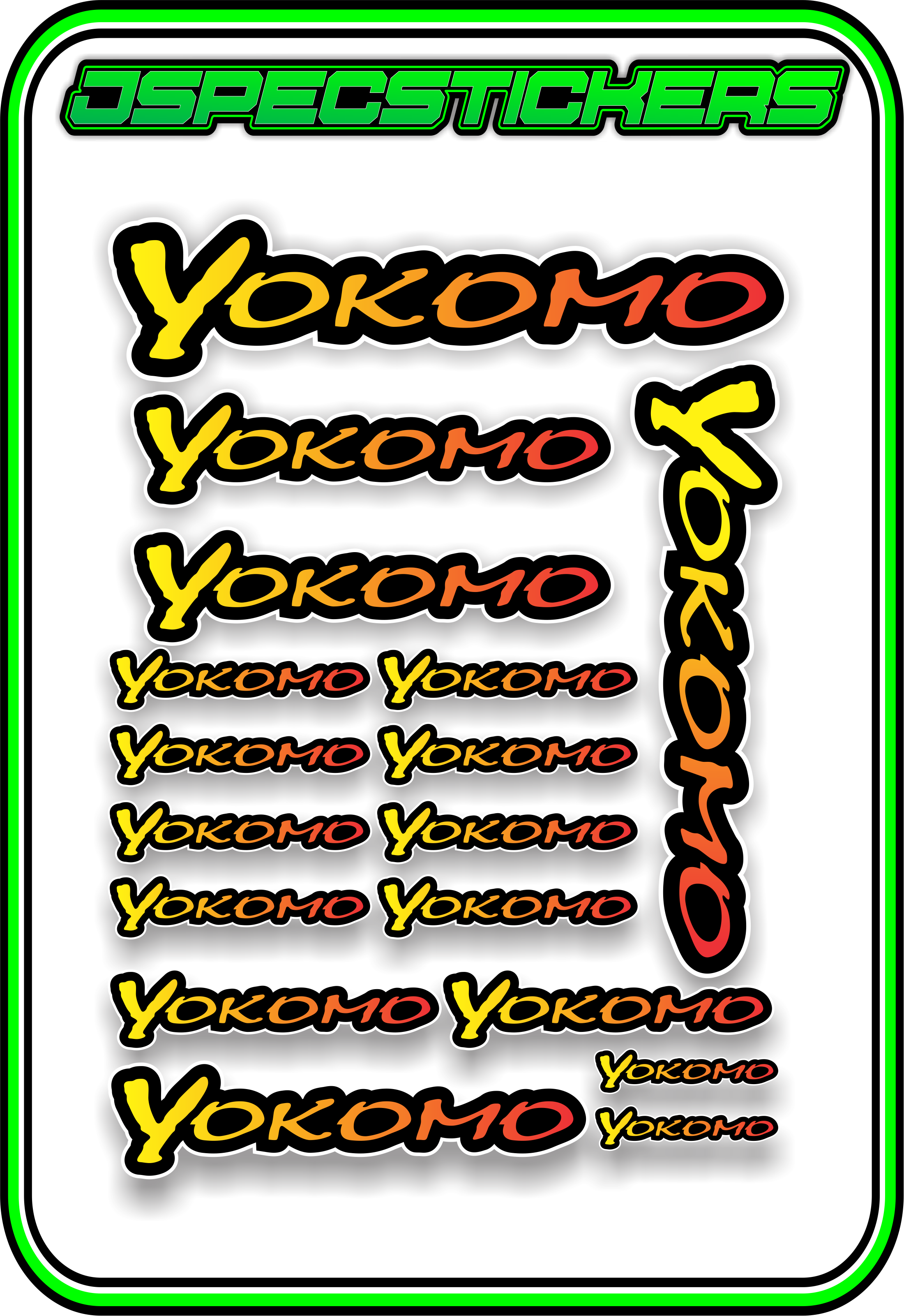 YOKOMO RC STICKER SHEET A5 - Jspec Stickers